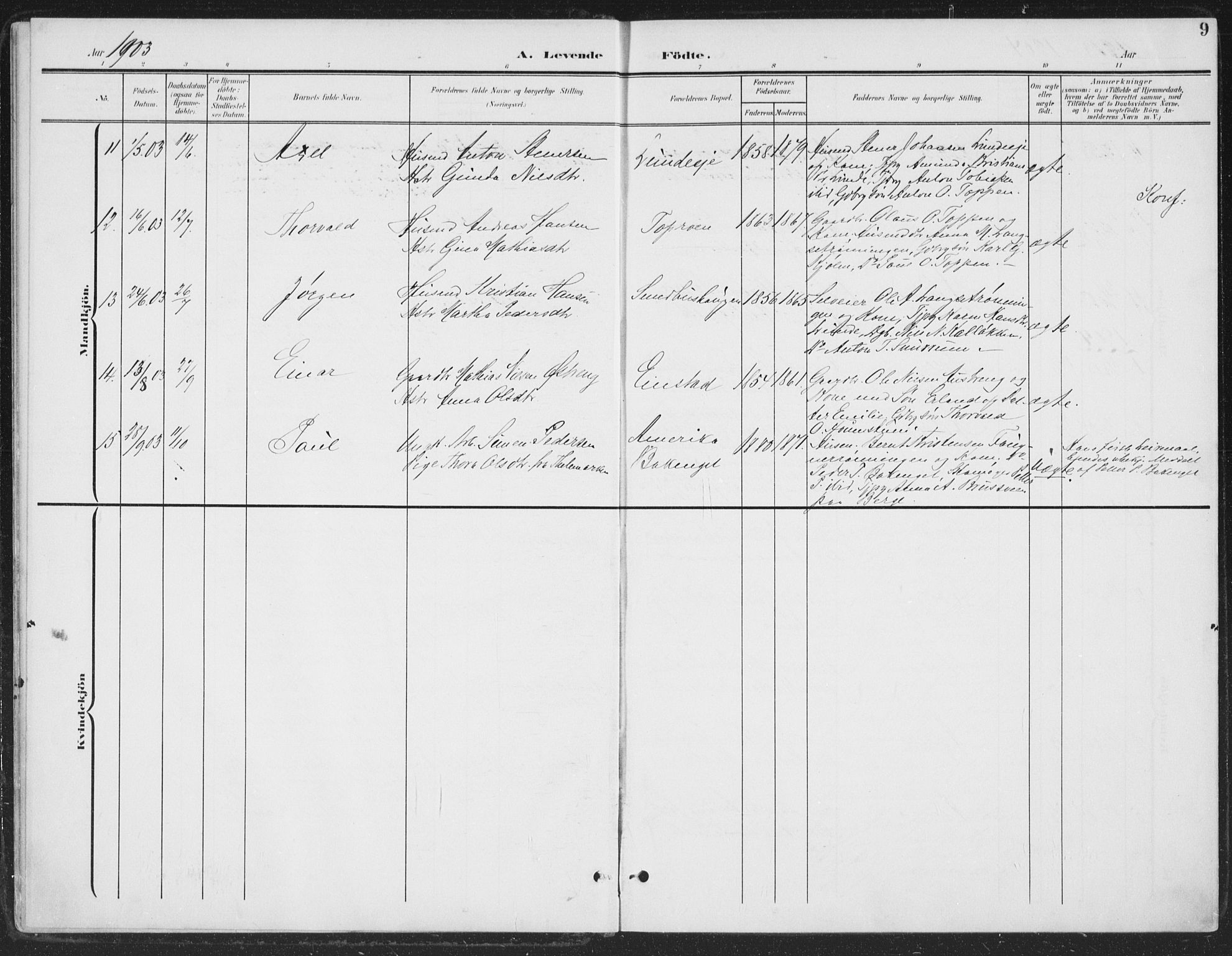 Østre Gausdal prestekontor, AV/SAH-PREST-092/H/Ha/Haa/L0005: Ministerialbok nr. 5, 1902-1920, s. 9