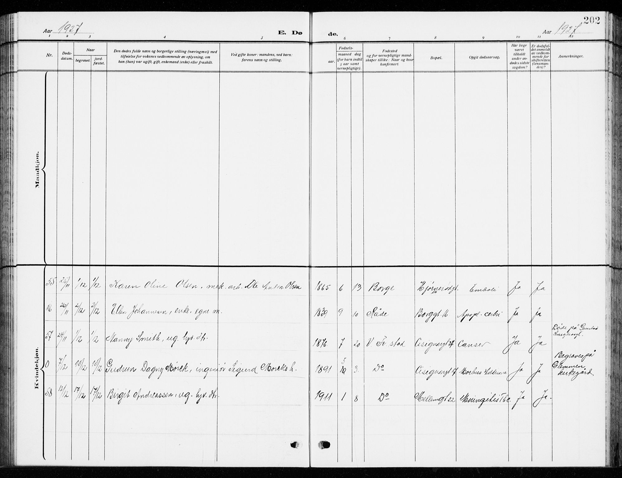 Fredrikstad domkirkes prestekontor Kirkebøker, AV/SAO-A-10906/G/Ga/L0004: Klokkerbok nr. 4, 1910-1944, s. 202