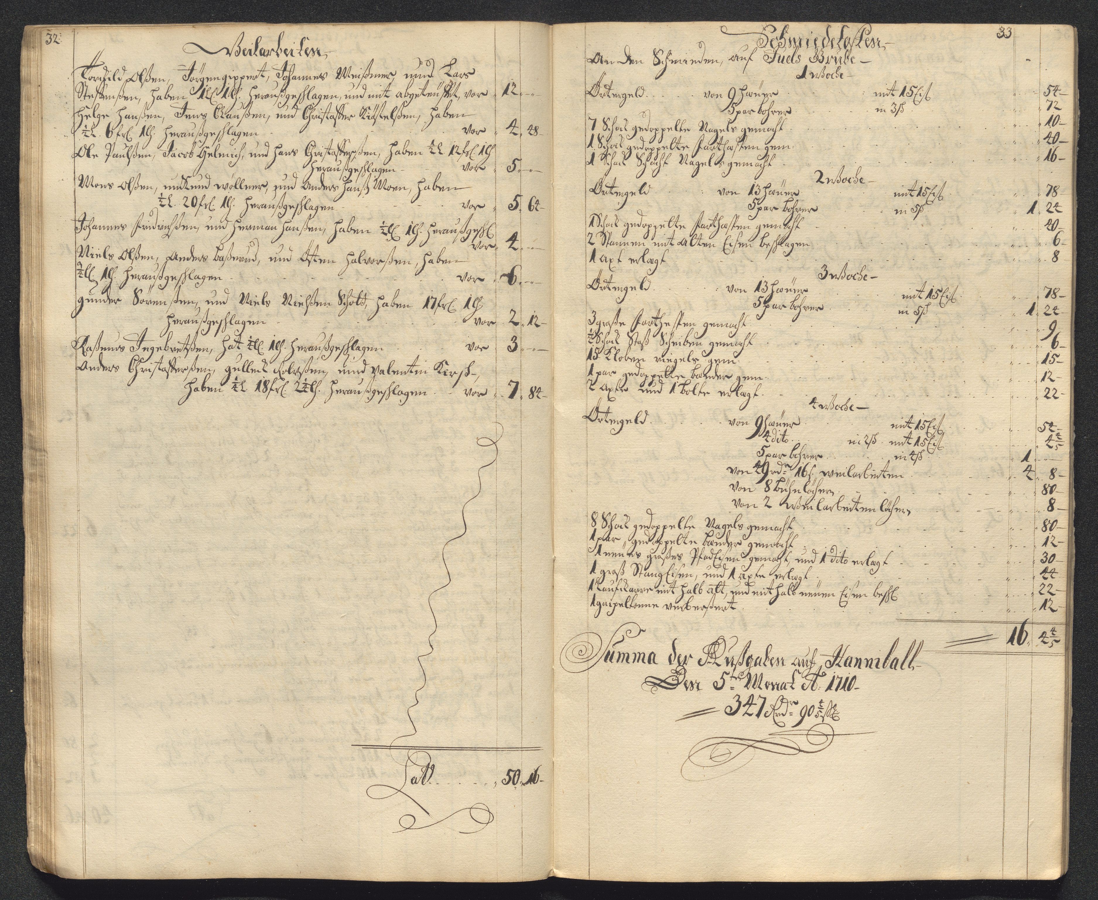 Kongsberg Sølvverk 1623-1816, AV/SAKO-EA-3135/001/D/Dc/Dcd/L0099: Utgiftsregnskap for gruver m.m., 1710, s. 207