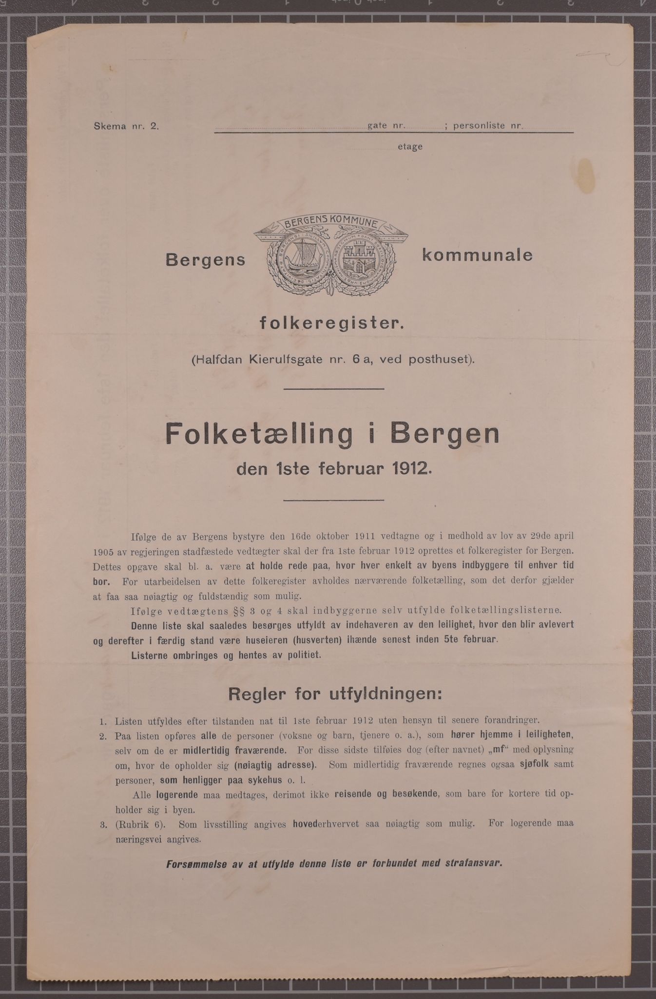 SAB, Kommunal folketelling 1912 for Bergen kjøpstad, 1912, s. 2890