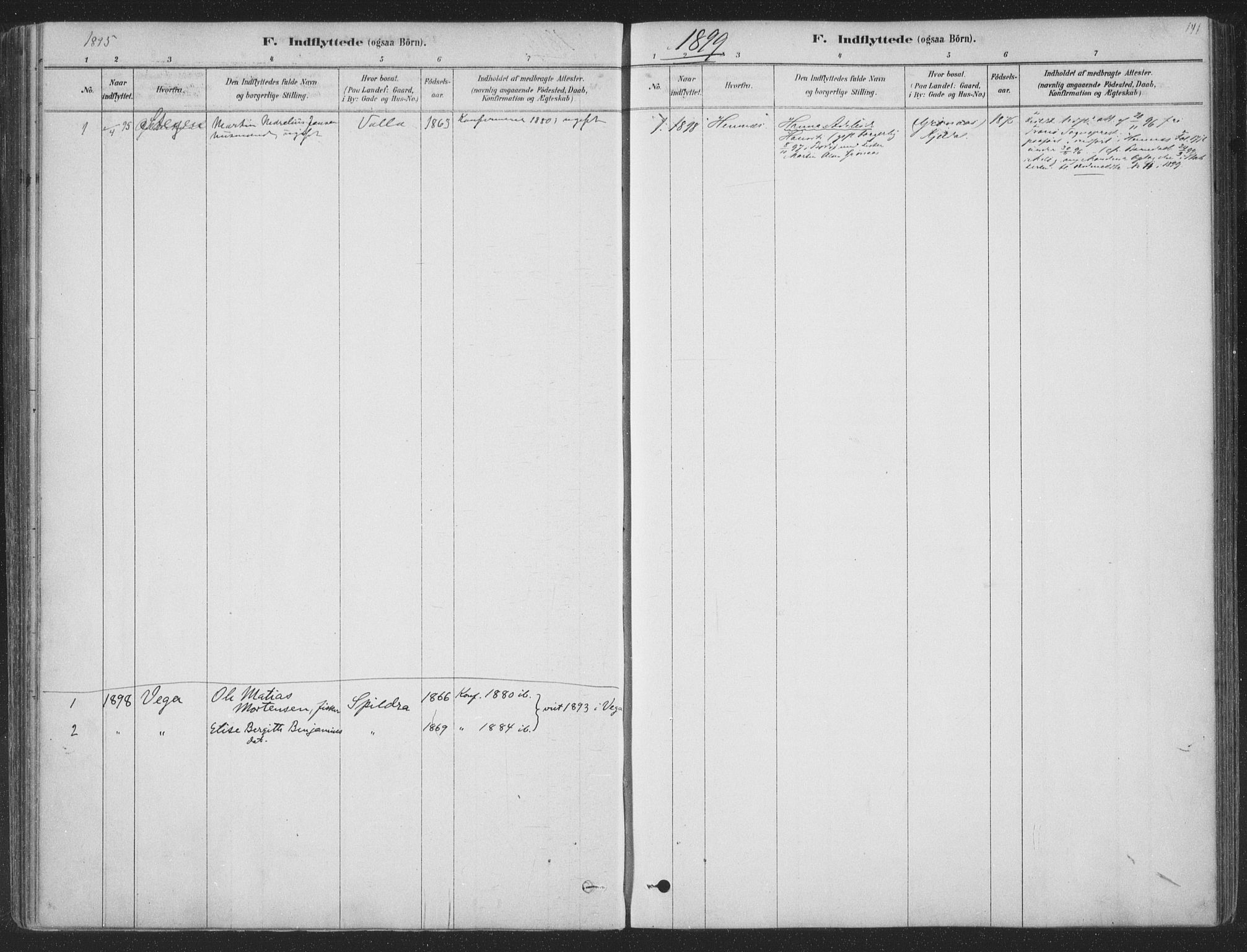 Ministerialprotokoller, klokkerbøker og fødselsregistre - Nordland, AV/SAT-A-1459/843/L0627: Ministerialbok nr. 843A02, 1878-1908, s. 141