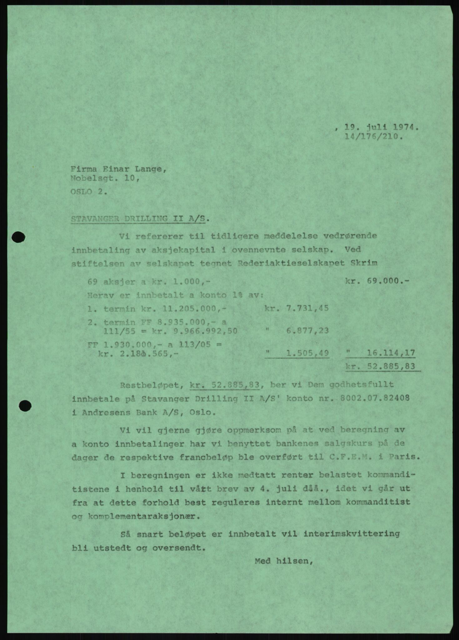 Pa 1503 - Stavanger Drilling AS, AV/SAST-A-101906/D/L0007: Korrespondanse og saksdokumenter, 1974-1981, s. 919