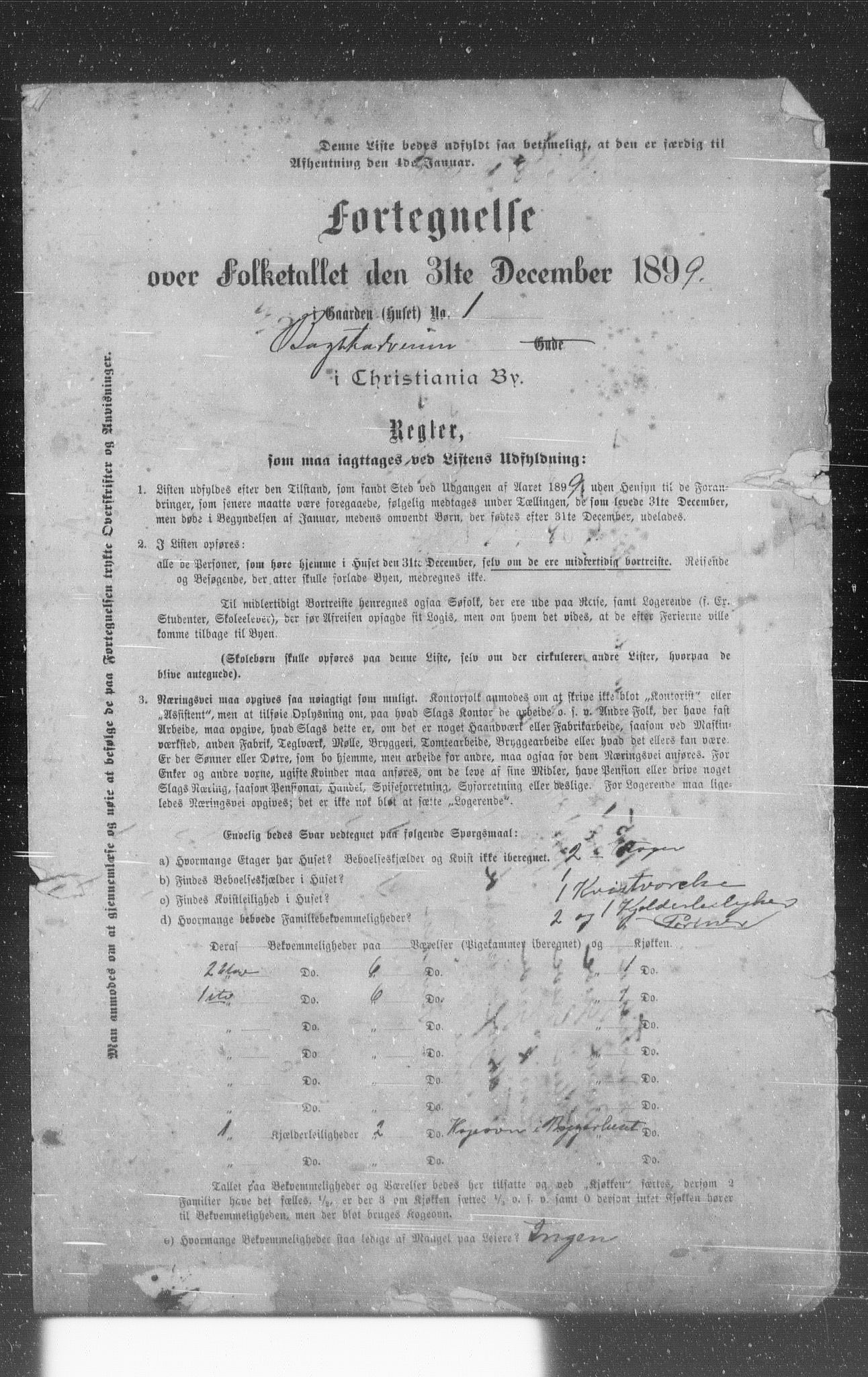 OBA, Kommunal folketelling 31.12.1899 for Kristiania kjøpstad, 1899, s. 901