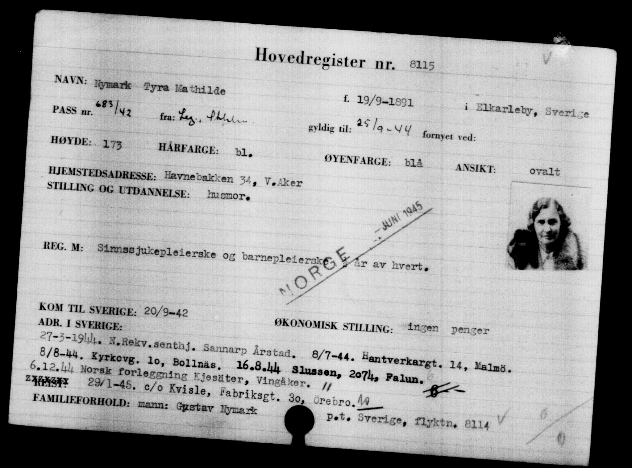 Utenriksstasjonene, Legasjonen i Stockholm, Flyktningkontoret, AV/RA-S-6753/V/Va/L0005: Kjesäterkartoteket, flyktninger med registreringsnr. 6600-9417, 1940-1945, s. 1770