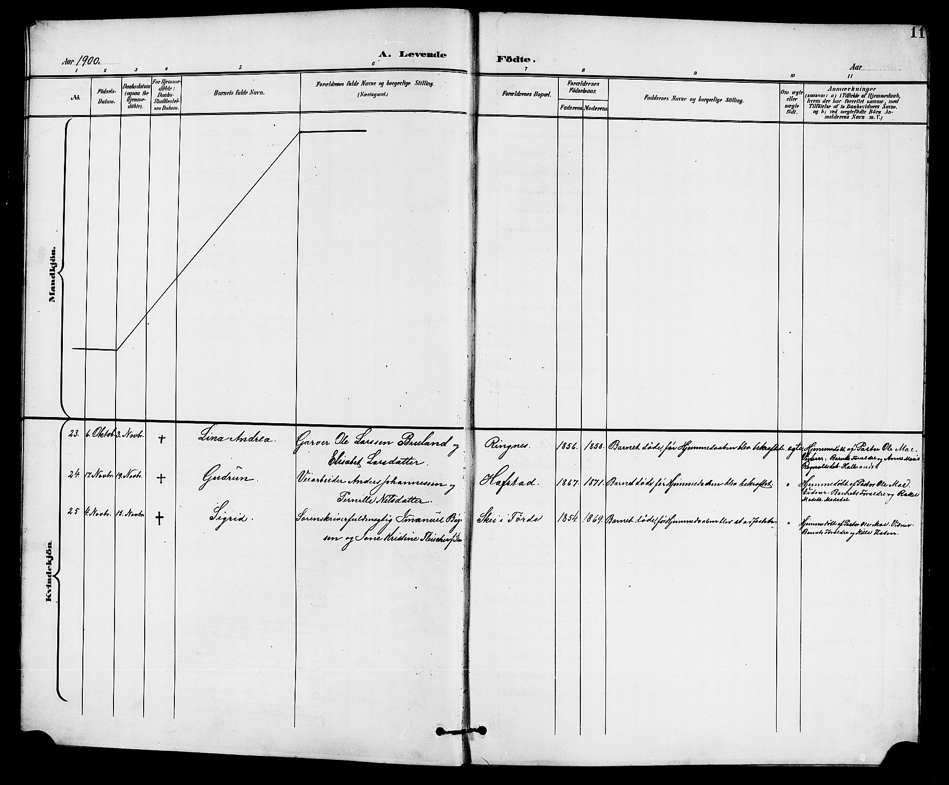 Førde sokneprestembete, AV/SAB-A-79901/H/Hab/Haba/L0003: Klokkerbok nr. A 3, 1899-1924, s. 11