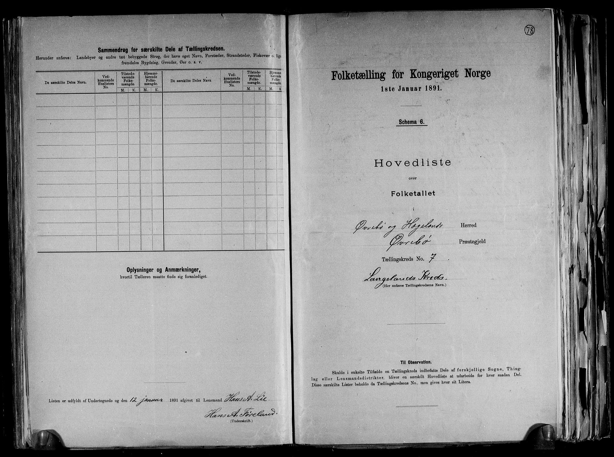 RA, Folketelling 1891 for 1016 Øvrebø og Hægeland herred, 1891, s. 18