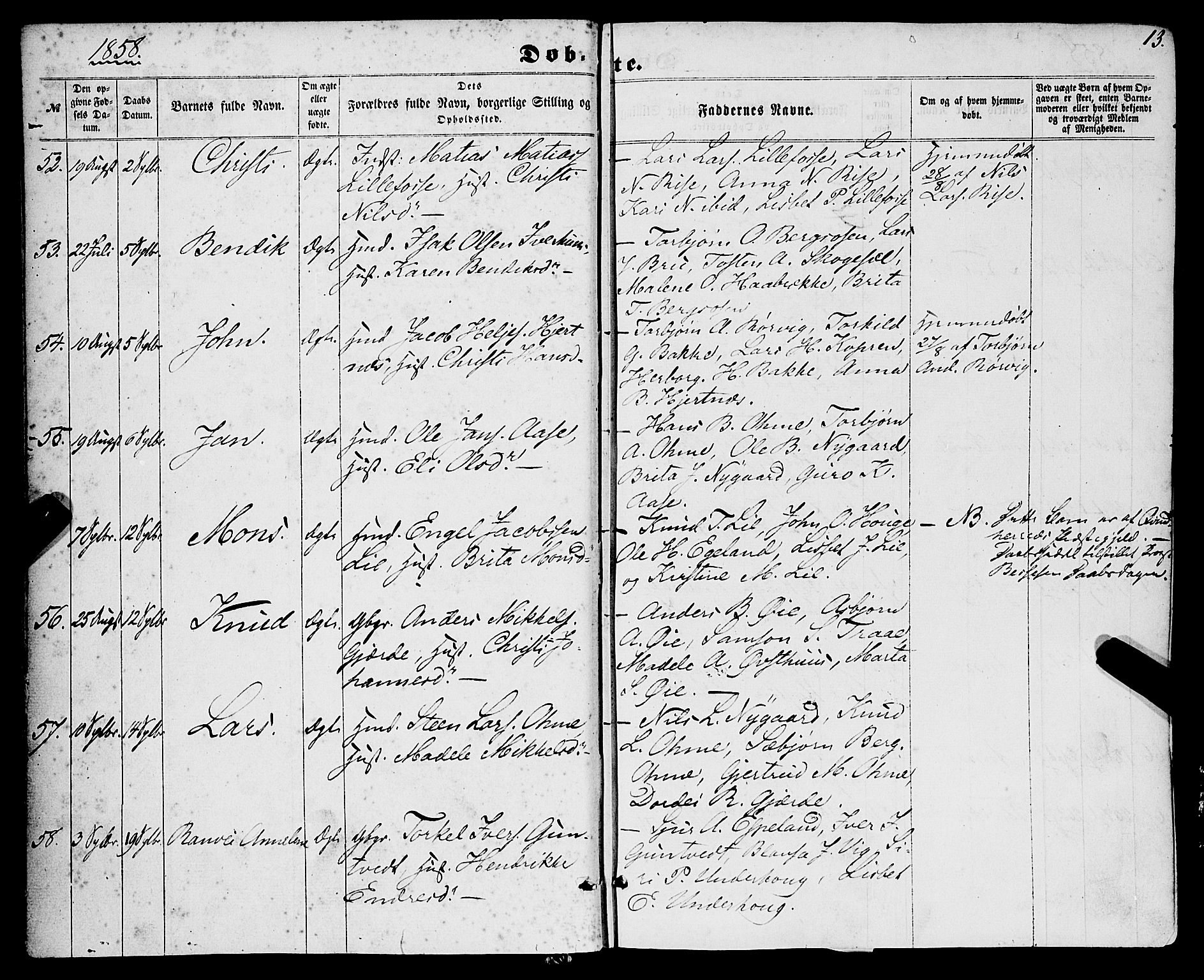 Strandebarm sokneprestembete, AV/SAB-A-78401/H/Haa: Ministerialbok nr. A 8, 1858-1872, s. 13