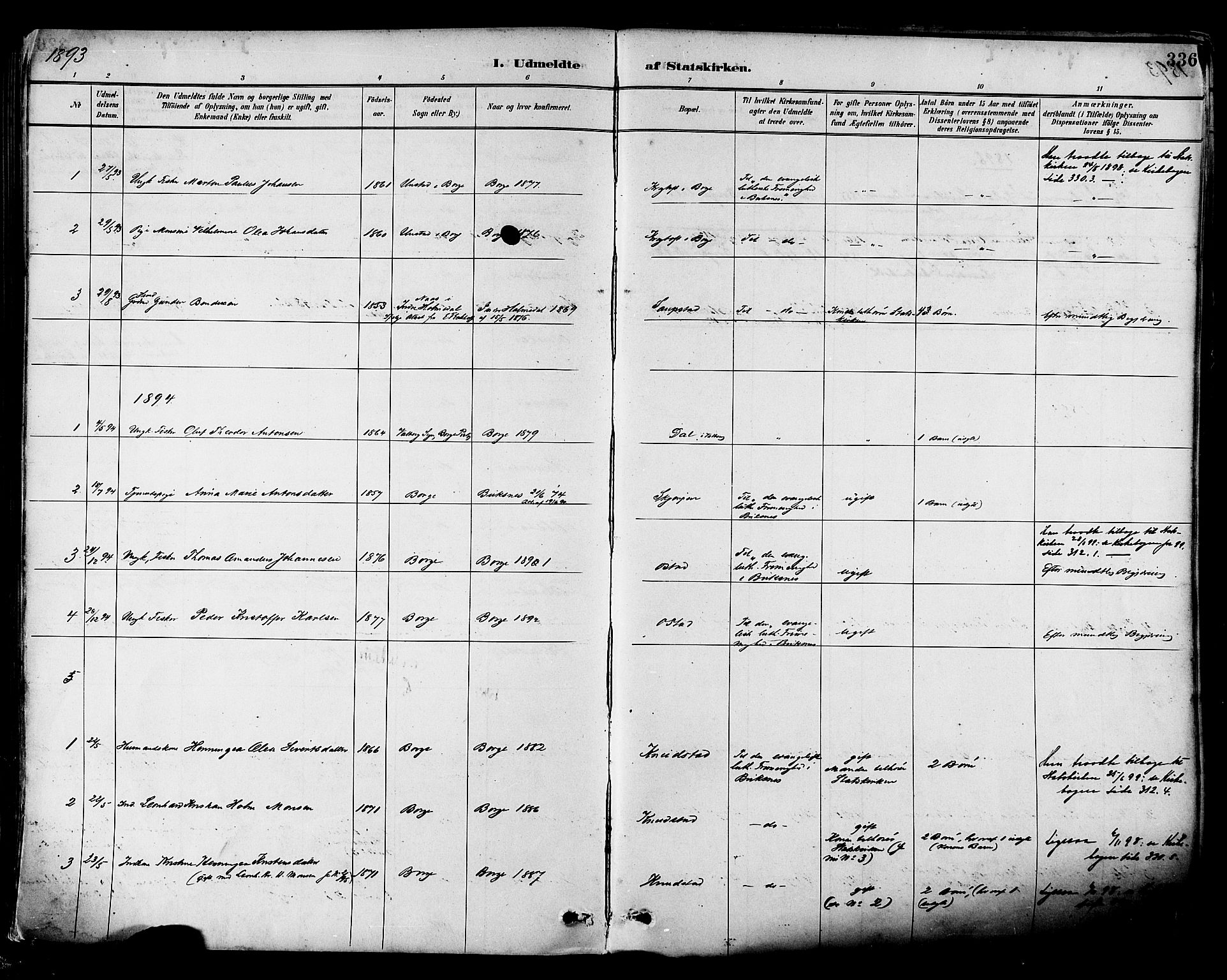 Ministerialprotokoller, klokkerbøker og fødselsregistre - Nordland, AV/SAT-A-1459/880/L1133: Ministerialbok nr. 880A07, 1888-1898, s. 336