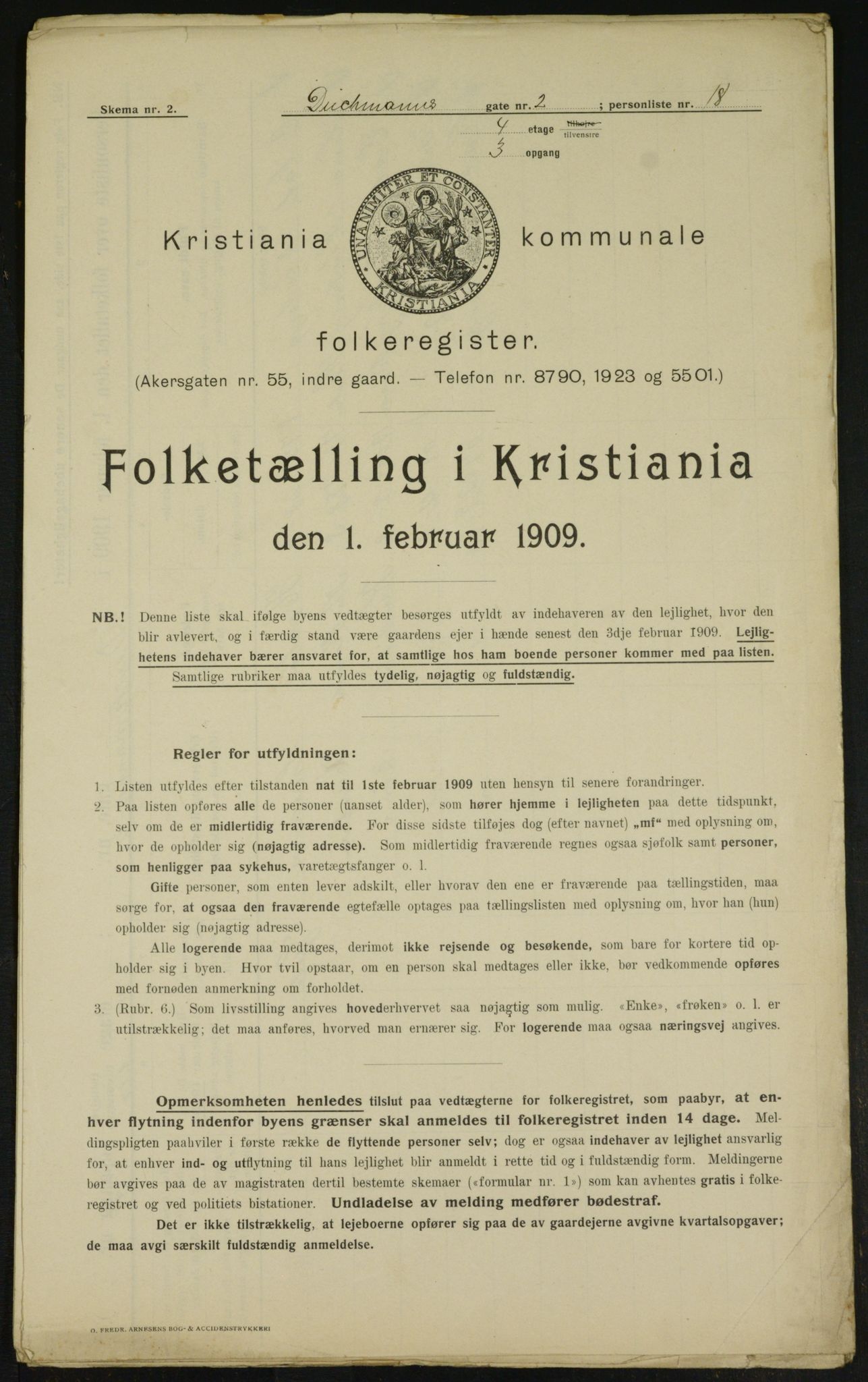 OBA, Kommunal folketelling 1.2.1909 for Kristiania kjøpstad, 1909, s. 14063