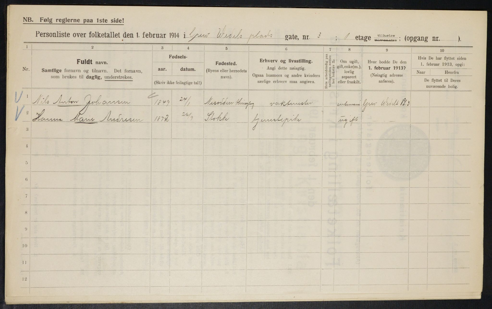 OBA, Kommunal folketelling 1.2.1914 for Kristiania, 1914, s. 30005