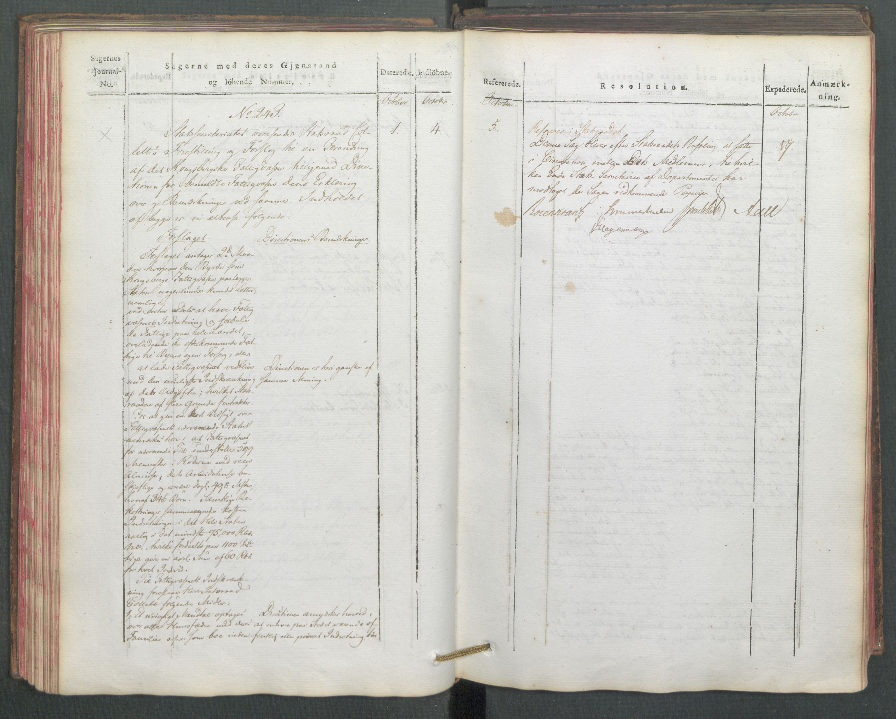 Departementene i 1814, AV/RA-S-3899/Fe/L0054: Journal, 1814
