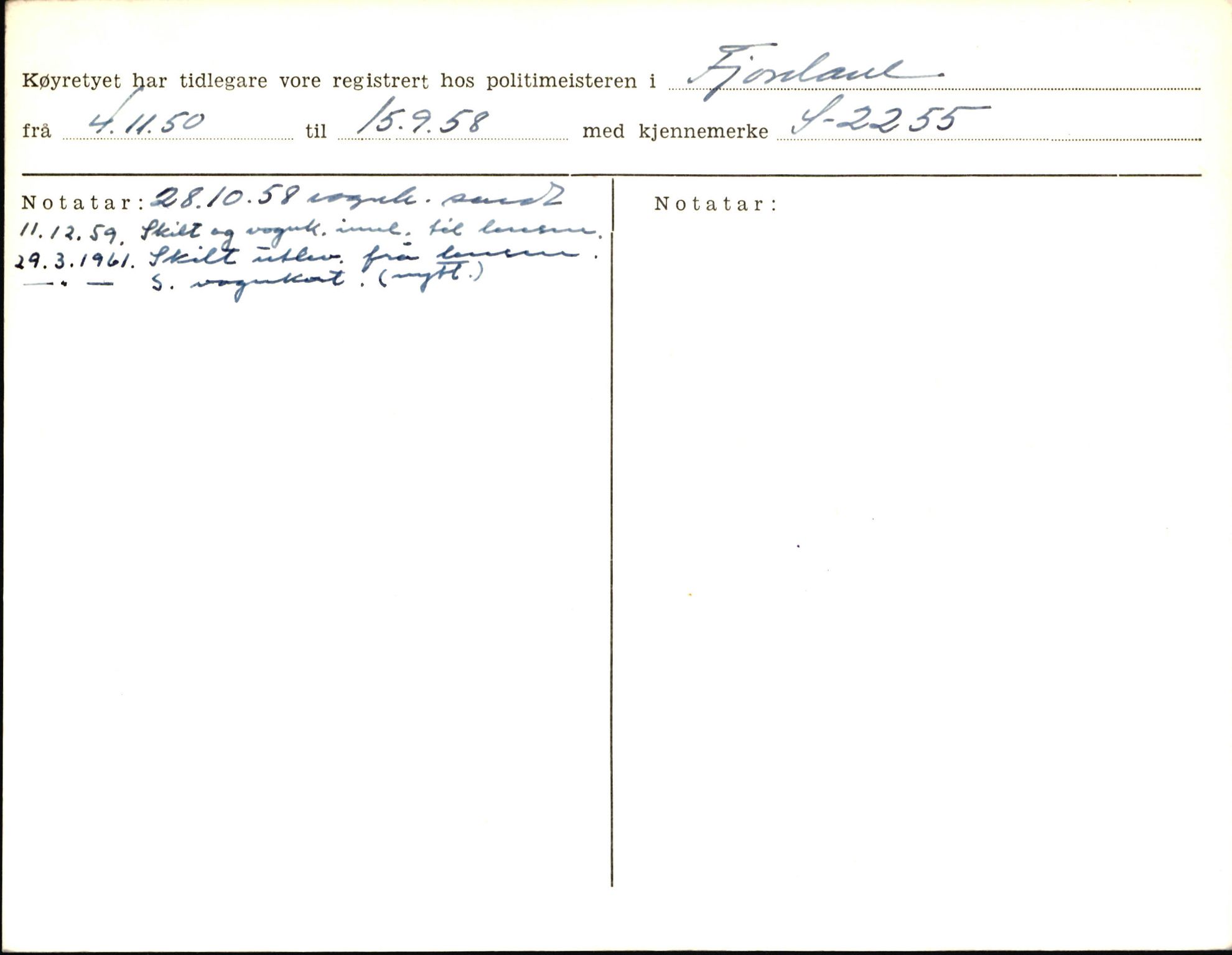 Statens vegvesen, Sogn og Fjordane vegkontor, AV/SAB-A-5301/4/F/L0006: Registerkort utmeldte Fjordane S8300-9500, 1930-1961, s. 127
