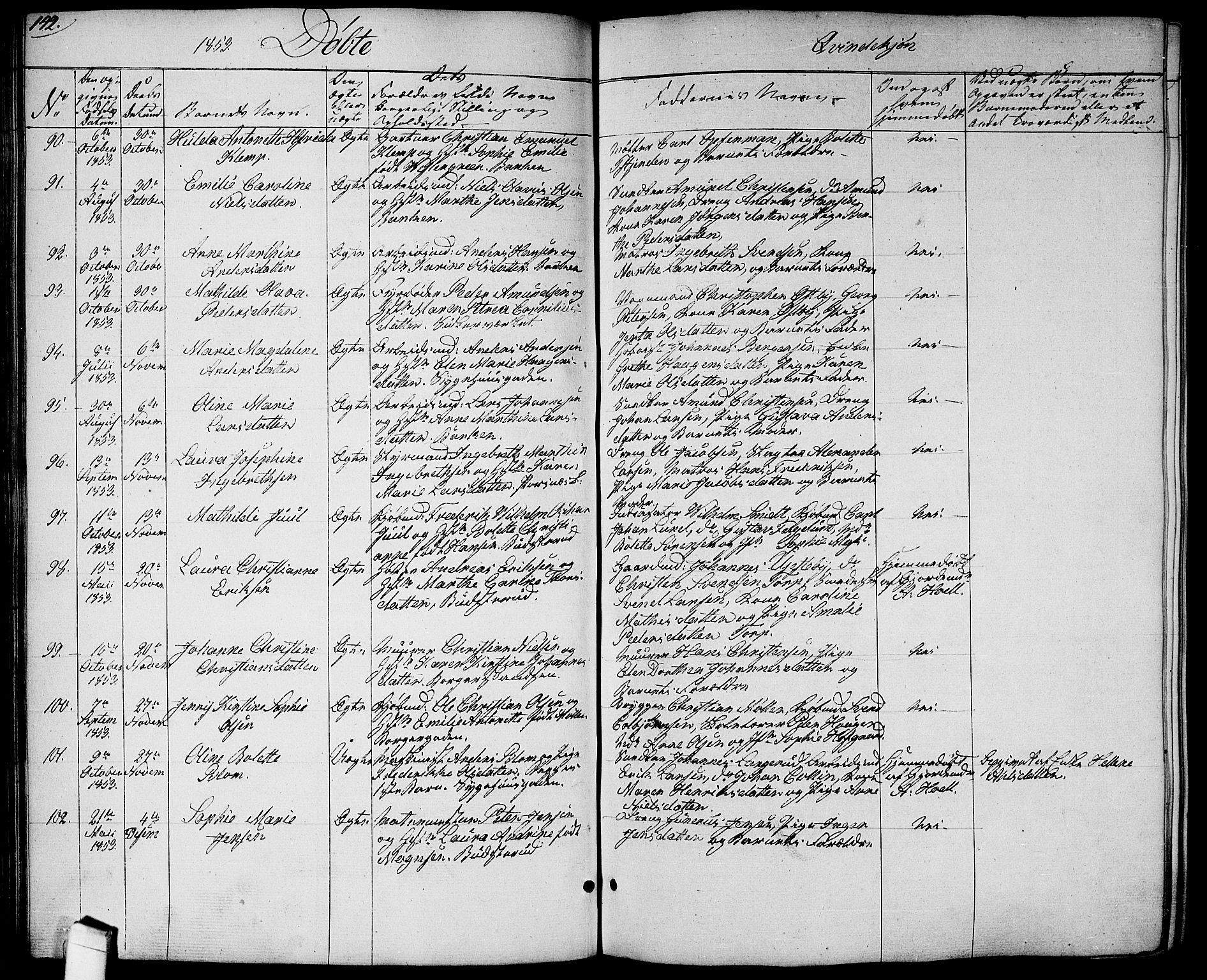 Halden prestekontor Kirkebøker, AV/SAO-A-10909/G/Ga/L0004: Klokkerbok nr. 4, 1845-1854, s. 142