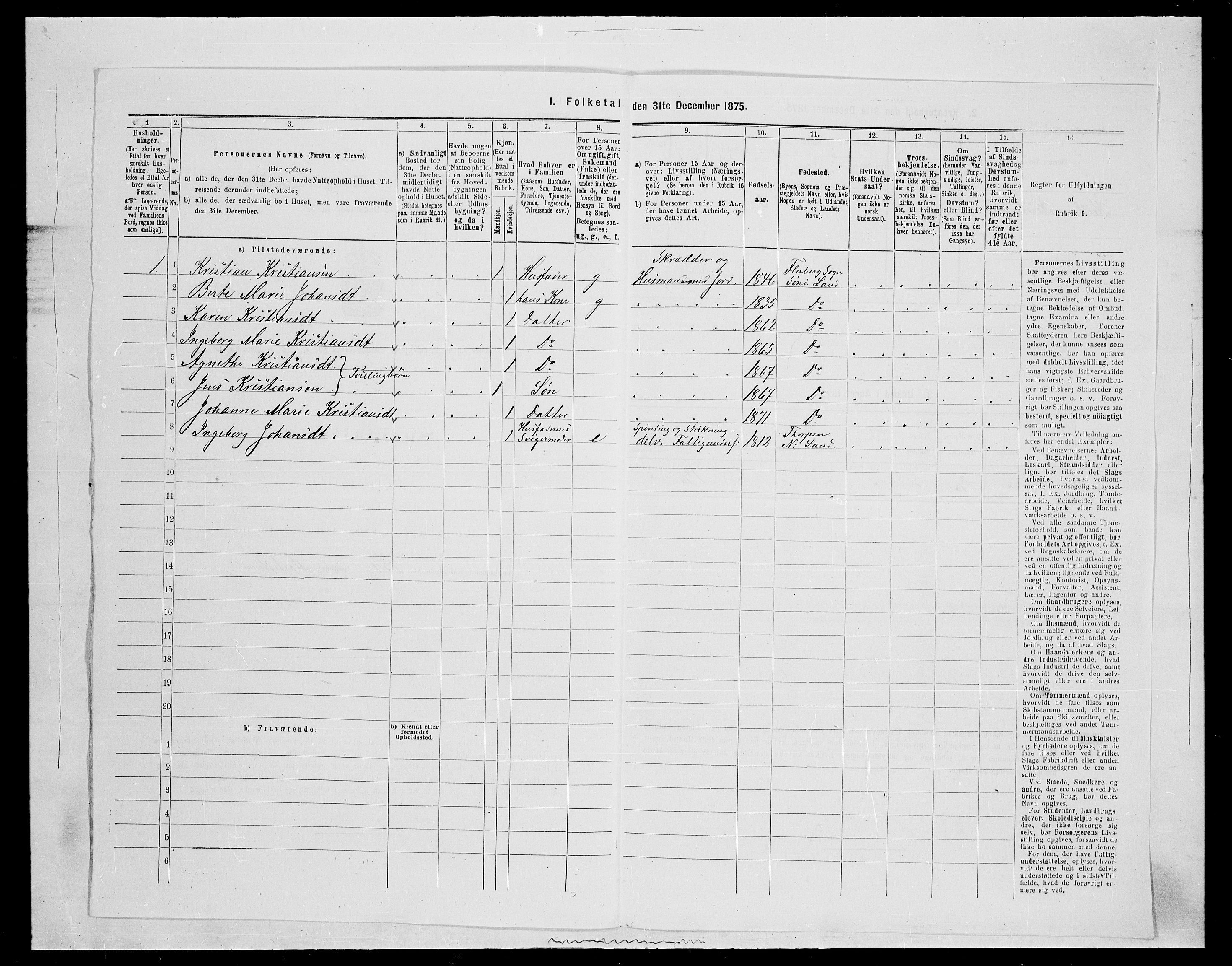 SAH, Folketelling 1875 for 0536P Søndre Land prestegjeld, 1875, s. 463