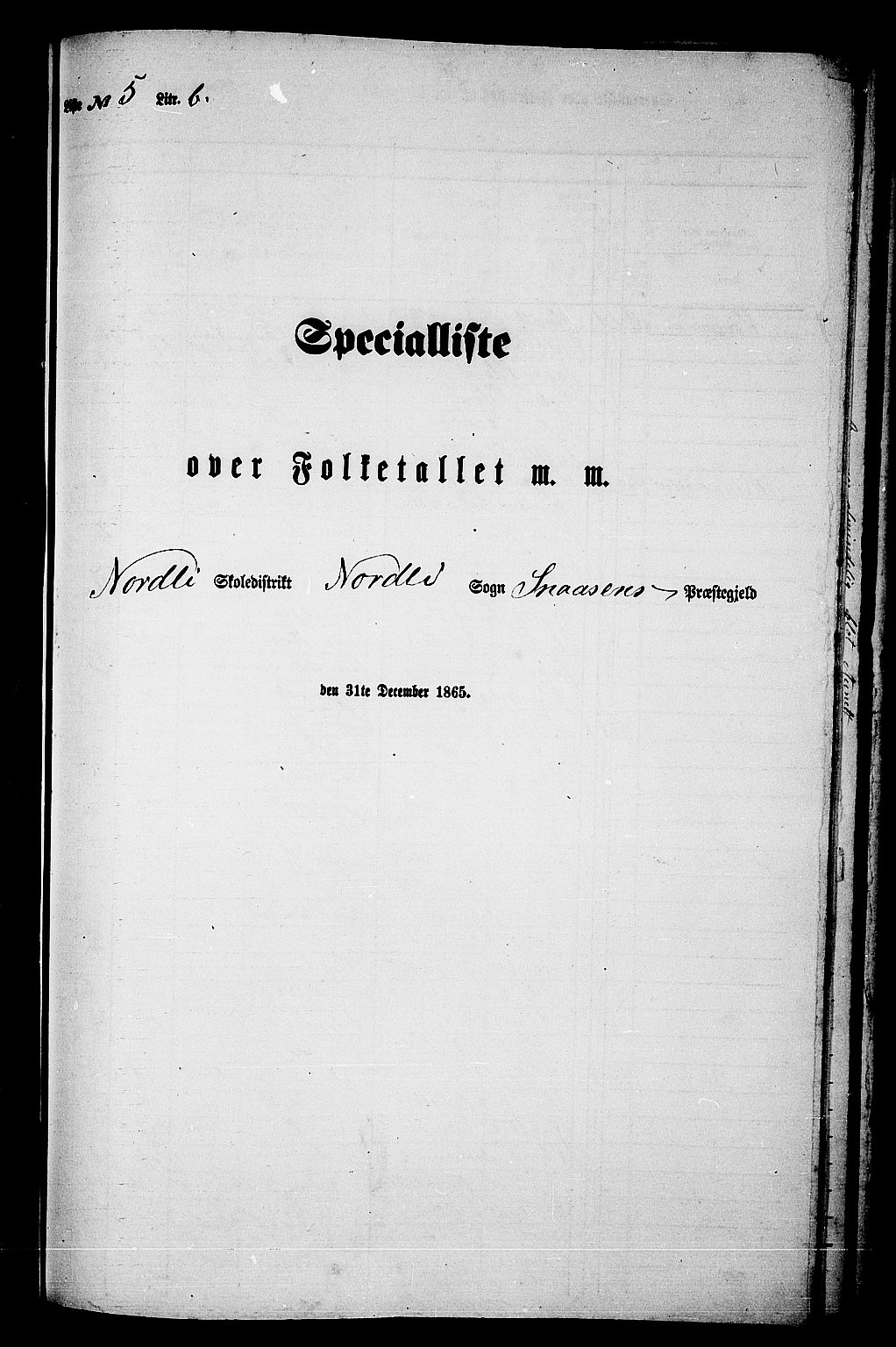 RA, Folketelling 1865 for 1736P Snåsa prestegjeld, 1865, s. 111