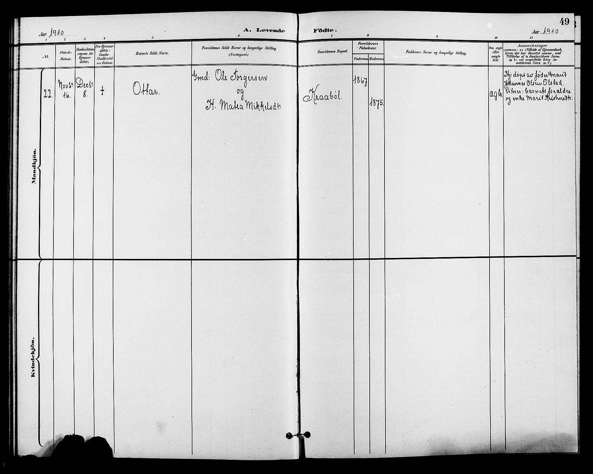 Øyer prestekontor, SAH/PREST-084/H/Ha/Hab/L0005: Klokkerbok nr. 5, 1897-1913, s. 49