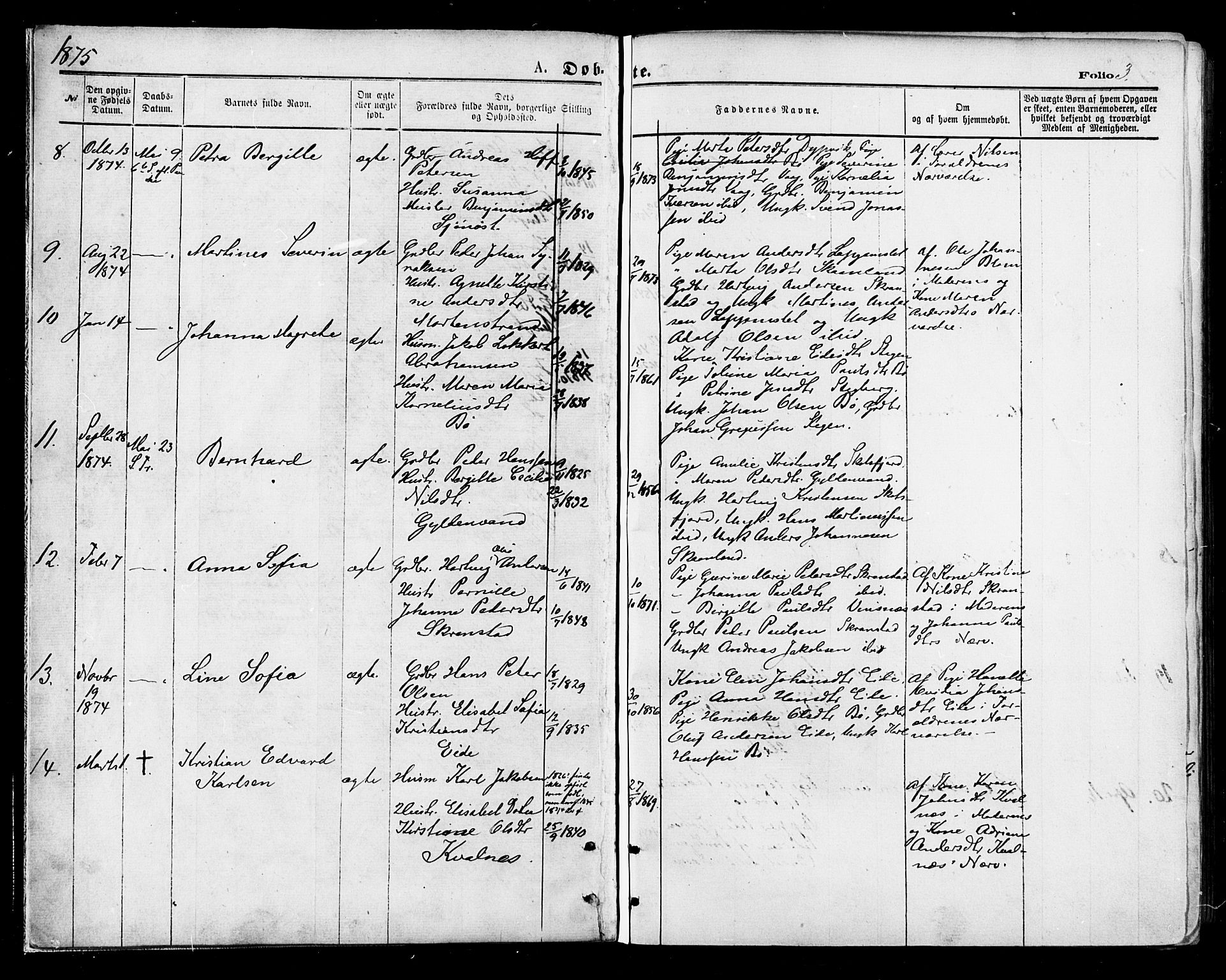 Ministerialprotokoller, klokkerbøker og fødselsregistre - Nordland, AV/SAT-A-1459/855/L0802: Ministerialbok nr. 855A10, 1875-1886, s. 3