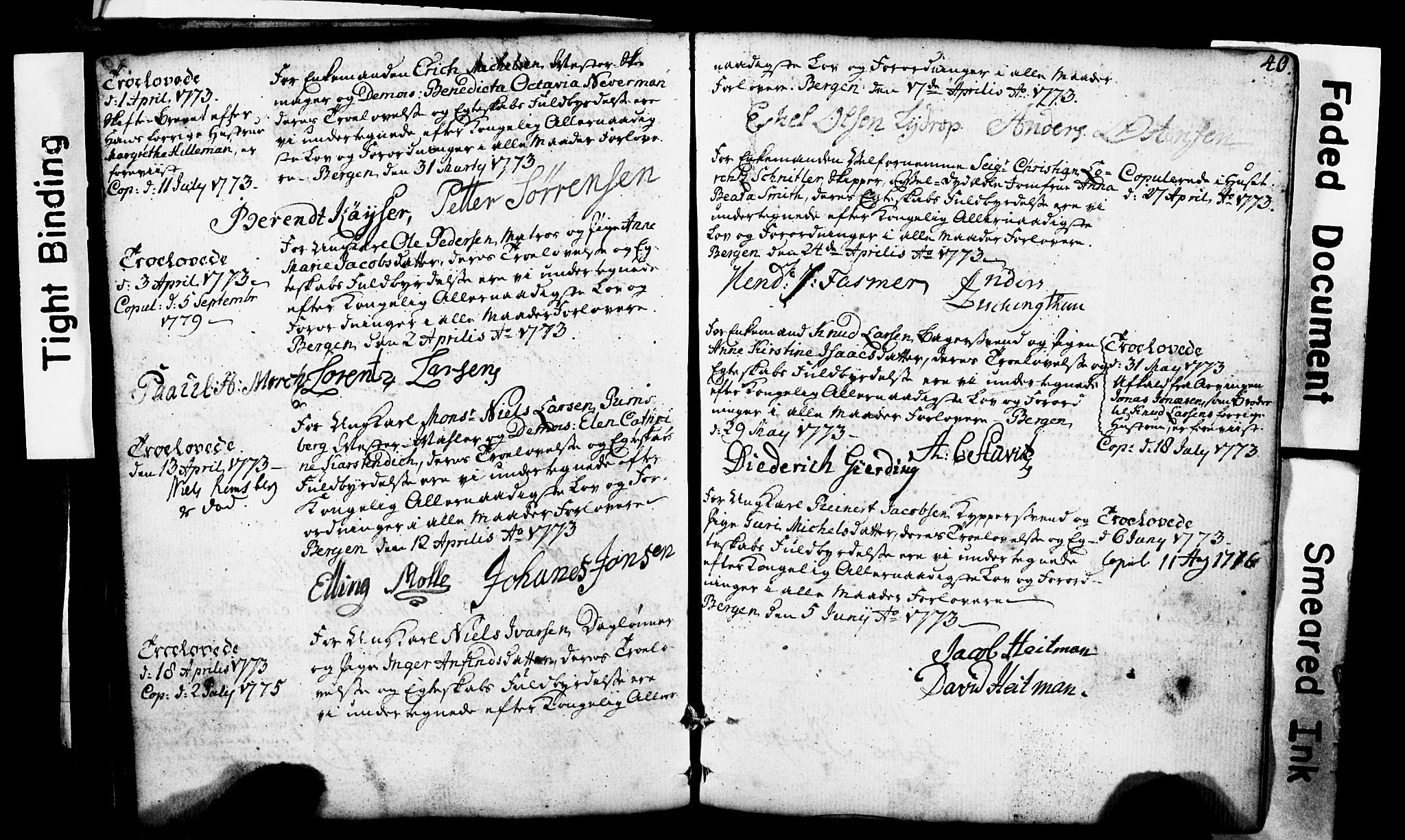 Domkirken sokneprestembete, SAB/A-74801: Forlovererklæringer nr. II.5.1, 1767-1792, s. 40