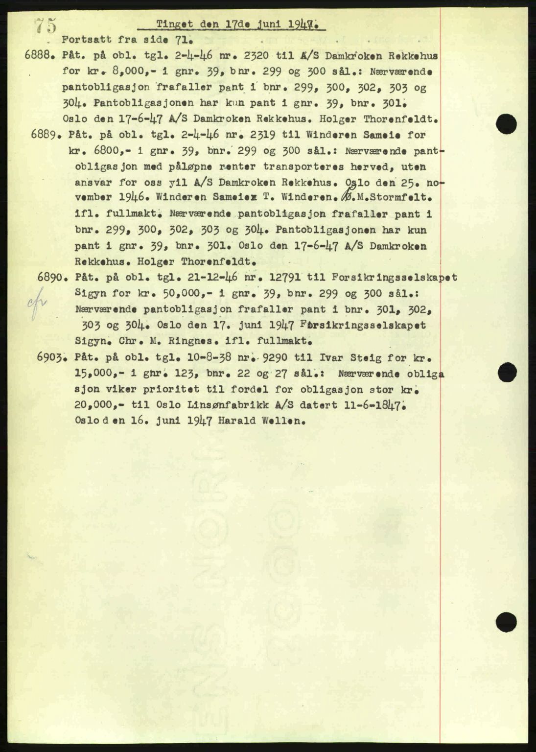 Aker herredsskriveri, SAO/A-10896/G/Gb/Gba/Gbac/L0044: Pantebok nr. B216-217, 1947-1947, Dagboknr: 6888/1947
