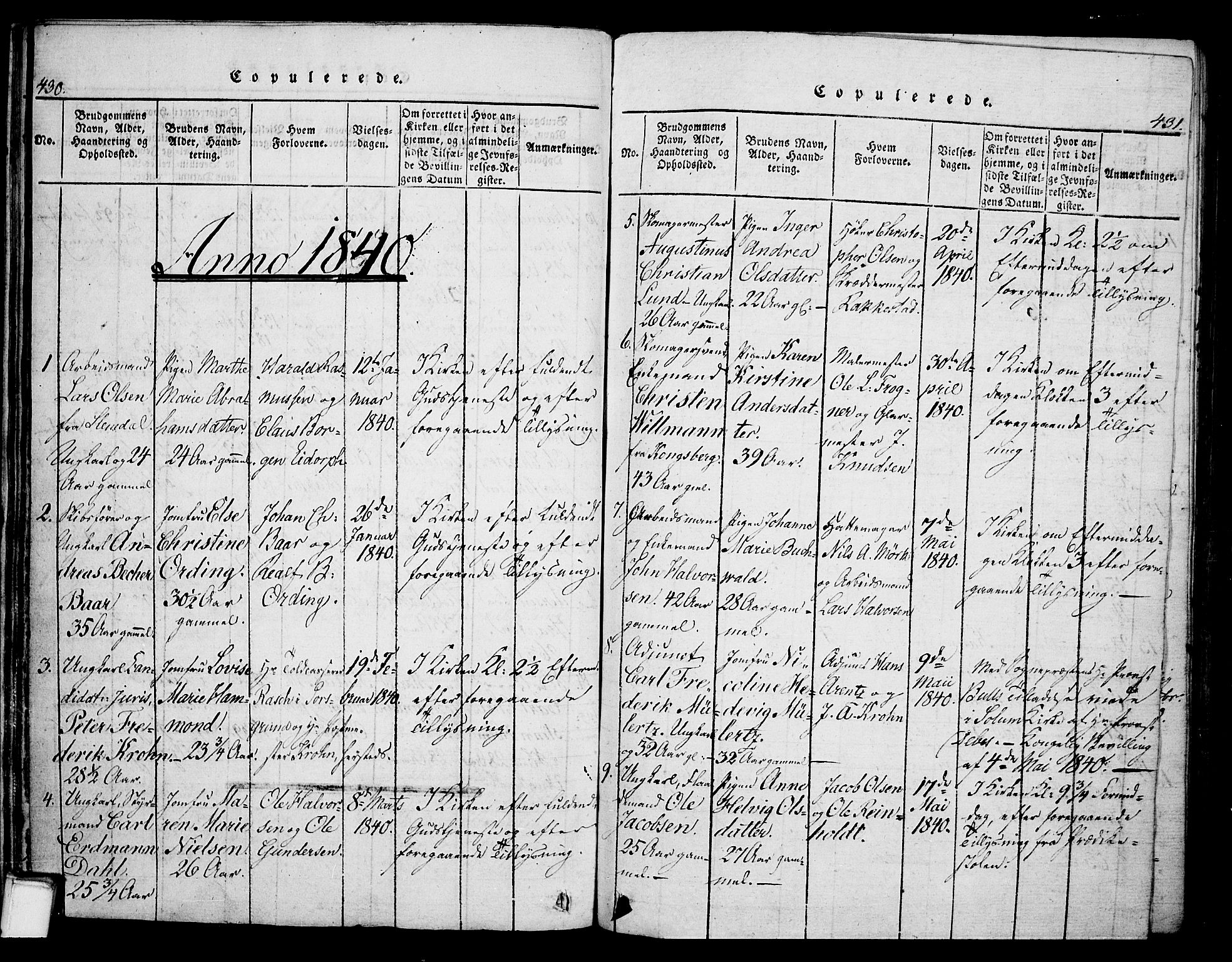 Skien kirkebøker, AV/SAKO-A-302/G/Ga/L0002: Klokkerbok nr. 2, 1814-1842, s. 430-431