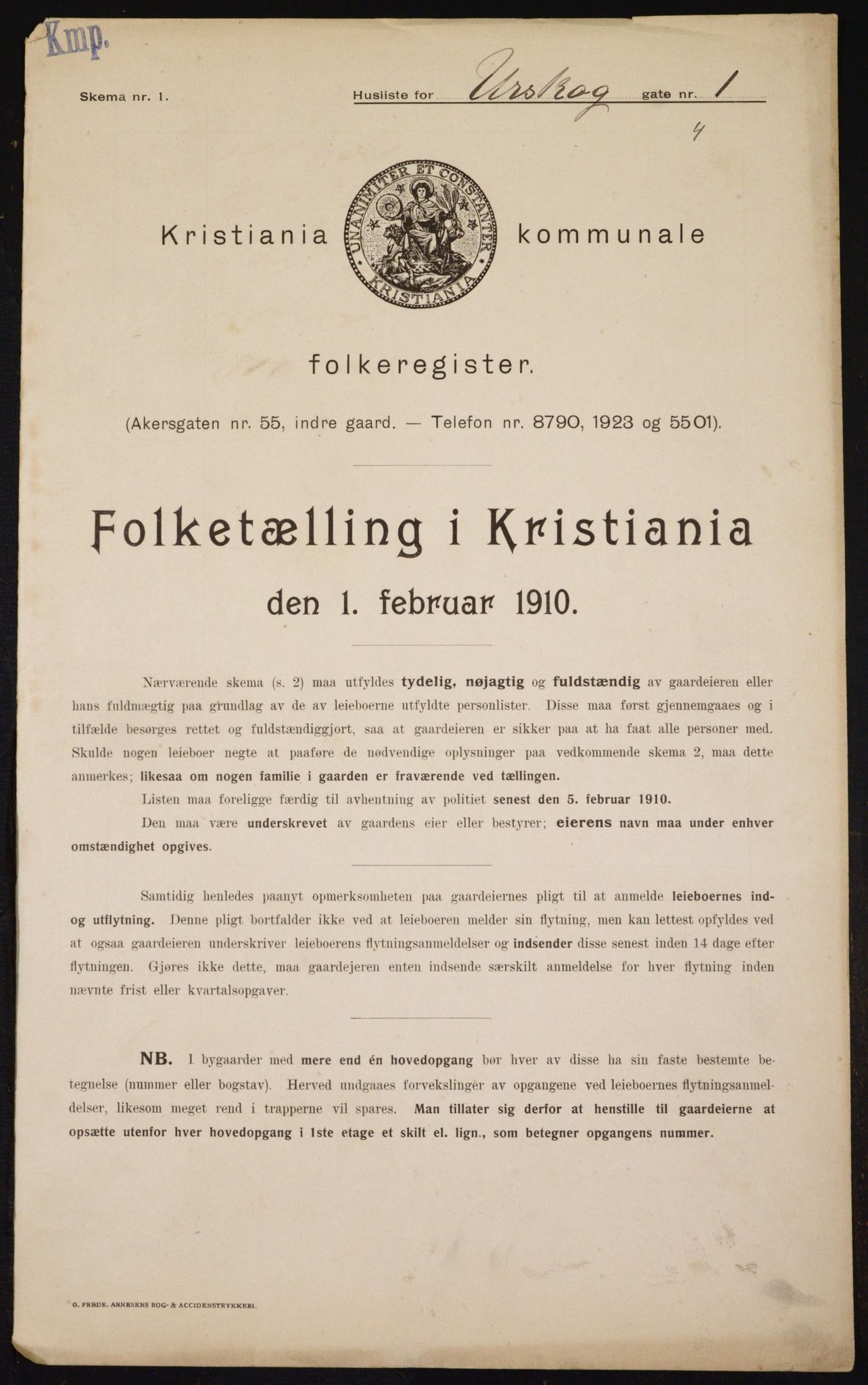 OBA, Kommunal folketelling 1.2.1910 for Kristiania, 1910, s. 2431