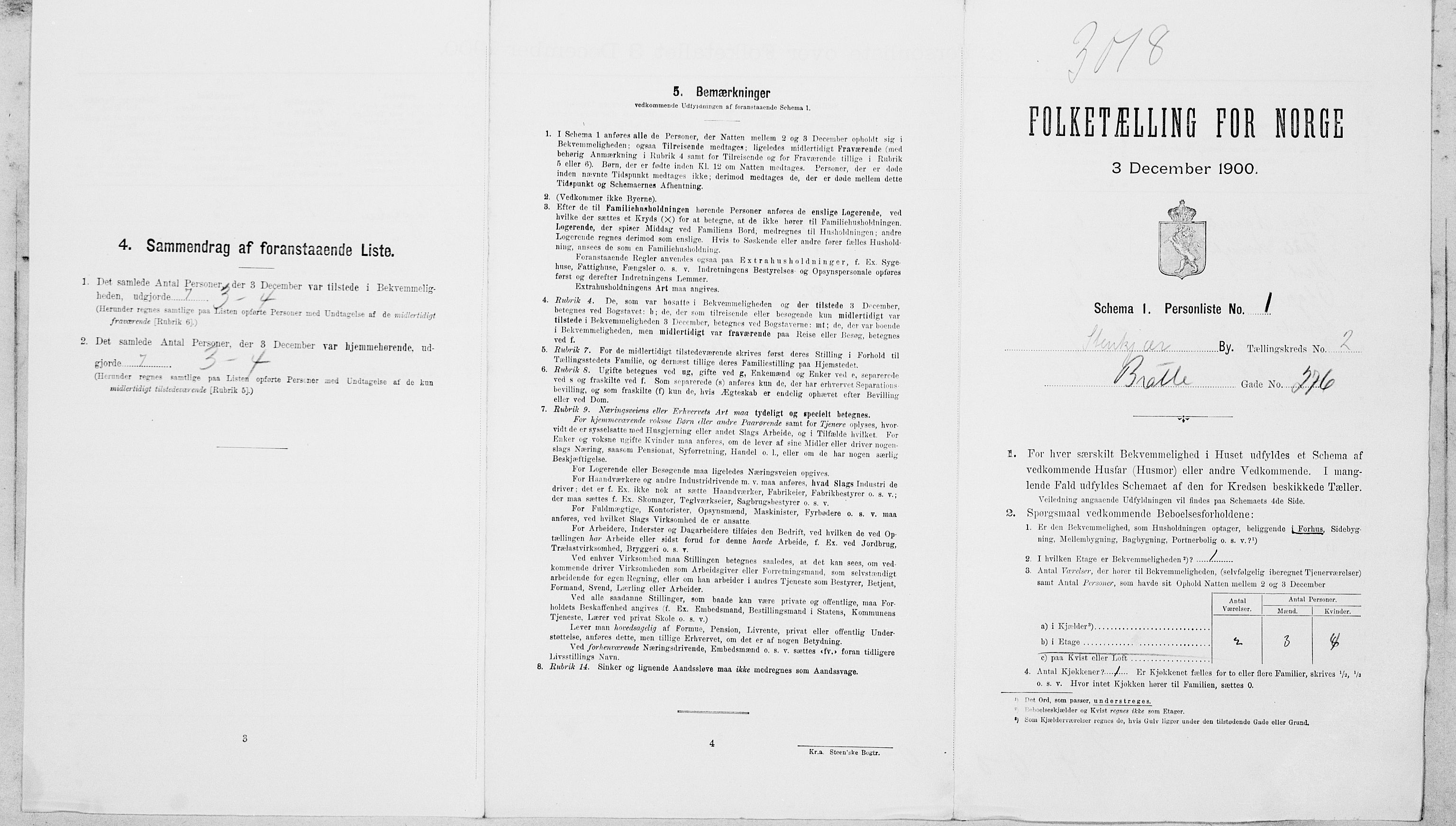 SAT, Folketelling 1900 for 1702 Steinkjer ladested, 1900, s. 308