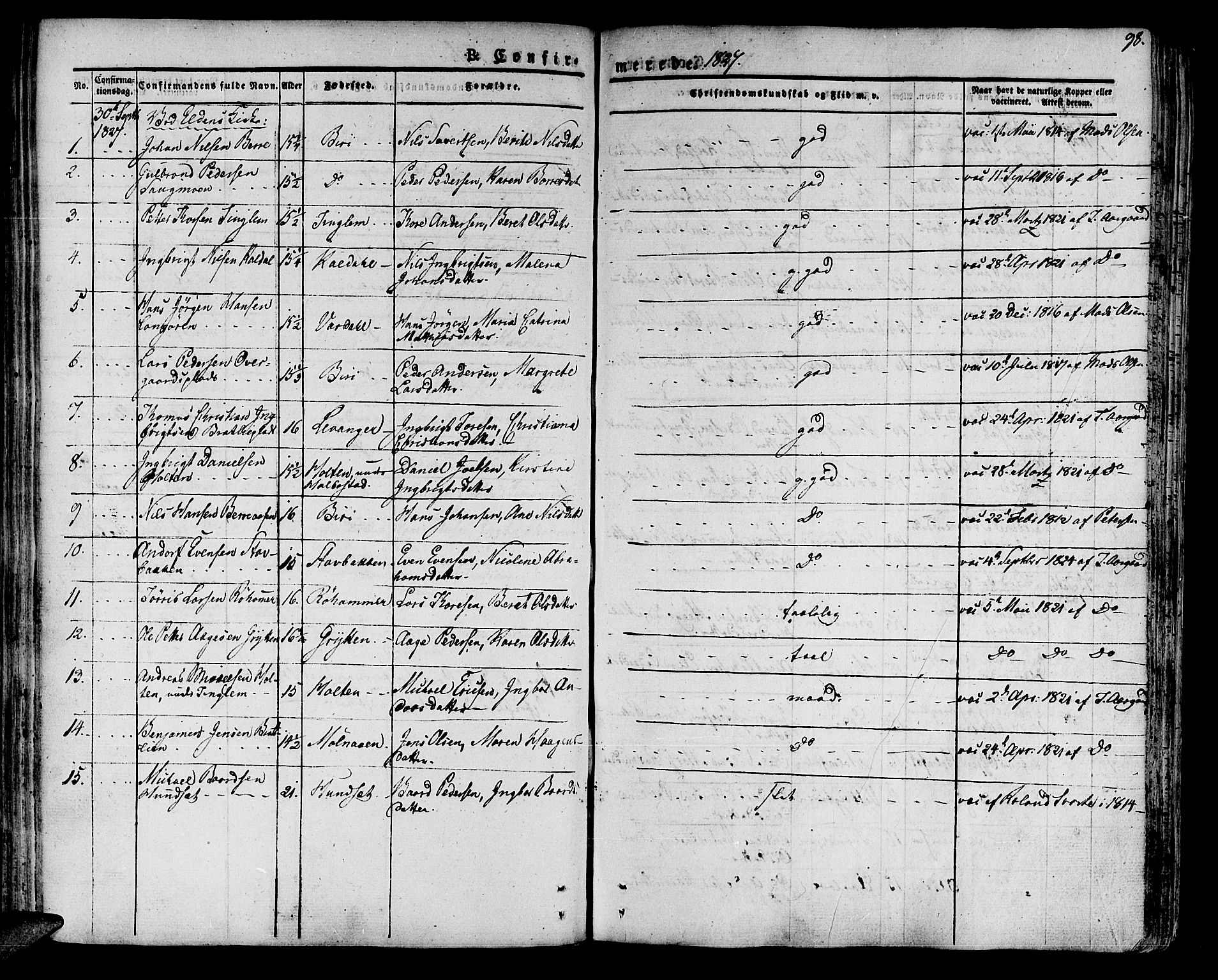 Ministerialprotokoller, klokkerbøker og fødselsregistre - Nord-Trøndelag, AV/SAT-A-1458/741/L0390: Ministerialbok nr. 741A04, 1822-1836, s. 98