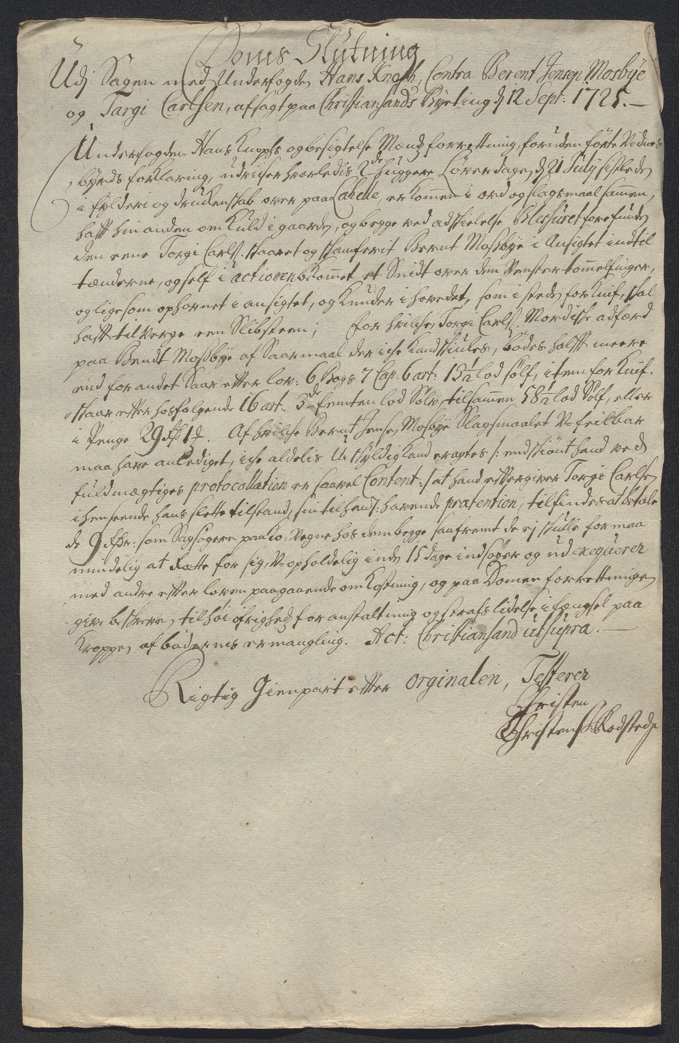 Rentekammeret inntil 1814, Reviderte regnskaper, Byregnskaper, AV/RA-EA-4066/R/Rm/L0286: [M19] Sikt og sakefall, 1719-1727, s. 469