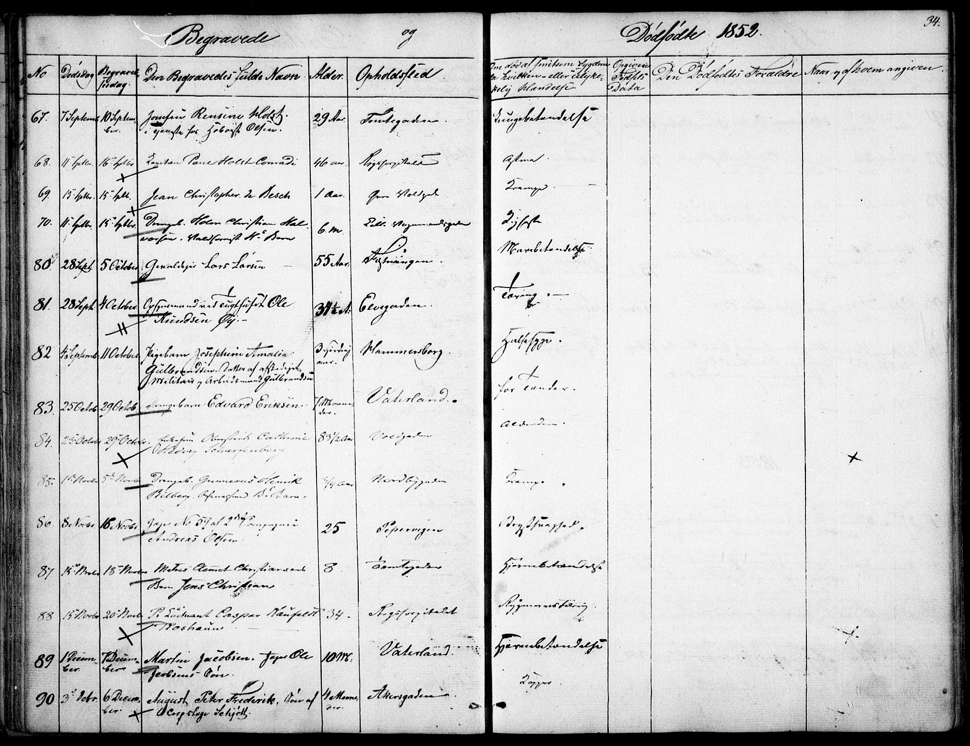 Garnisonsmenigheten Kirkebøker, SAO/A-10846/F/Fa/L0009: Ministerialbok nr. 9, 1842-1859, s. 34