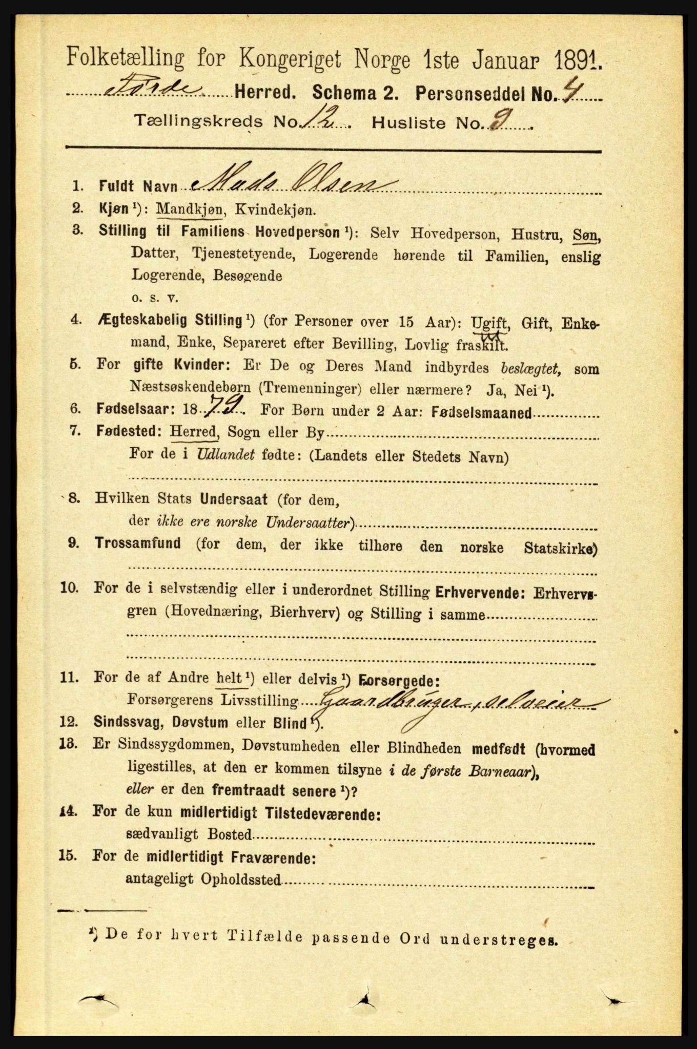 RA, Folketelling 1891 for 1432 Førde herred, 1891, s. 4335