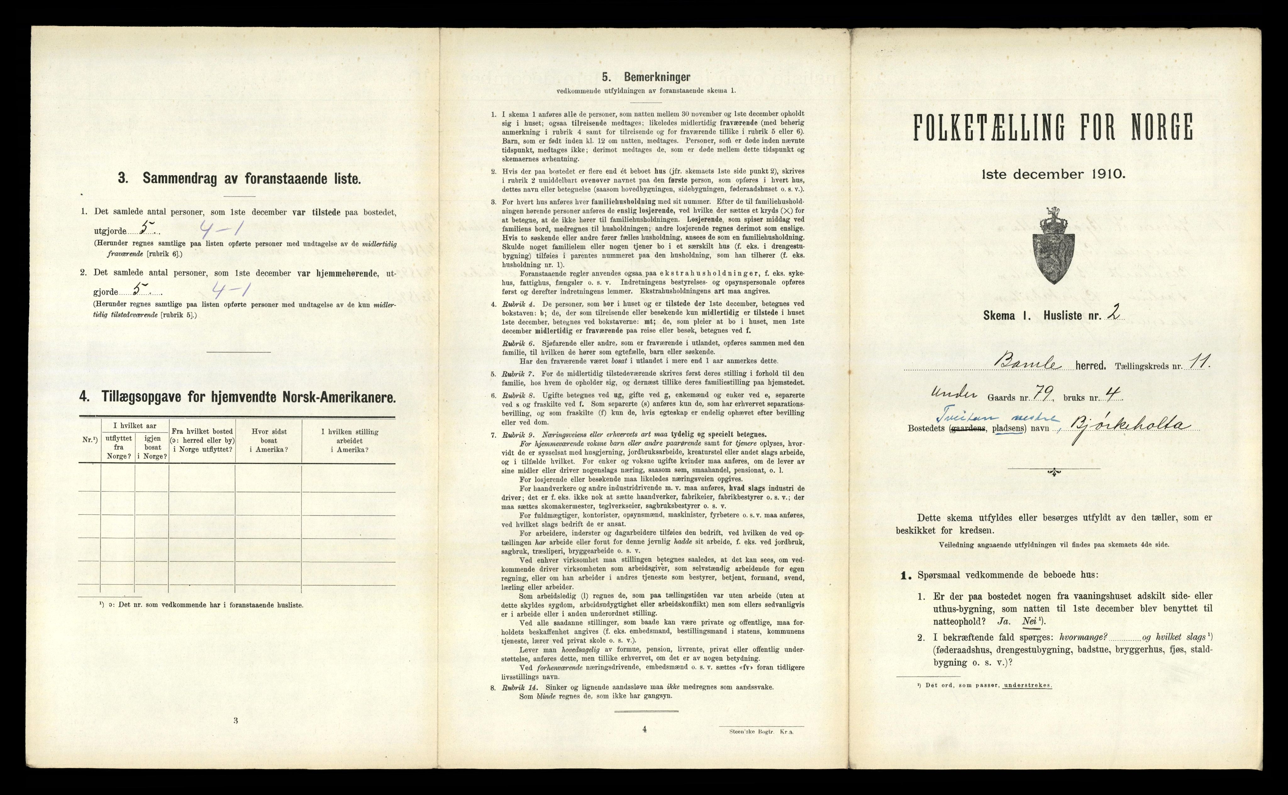 RA, Folketelling 1910 for 0814 Bamble herred, 1910, s. 1382