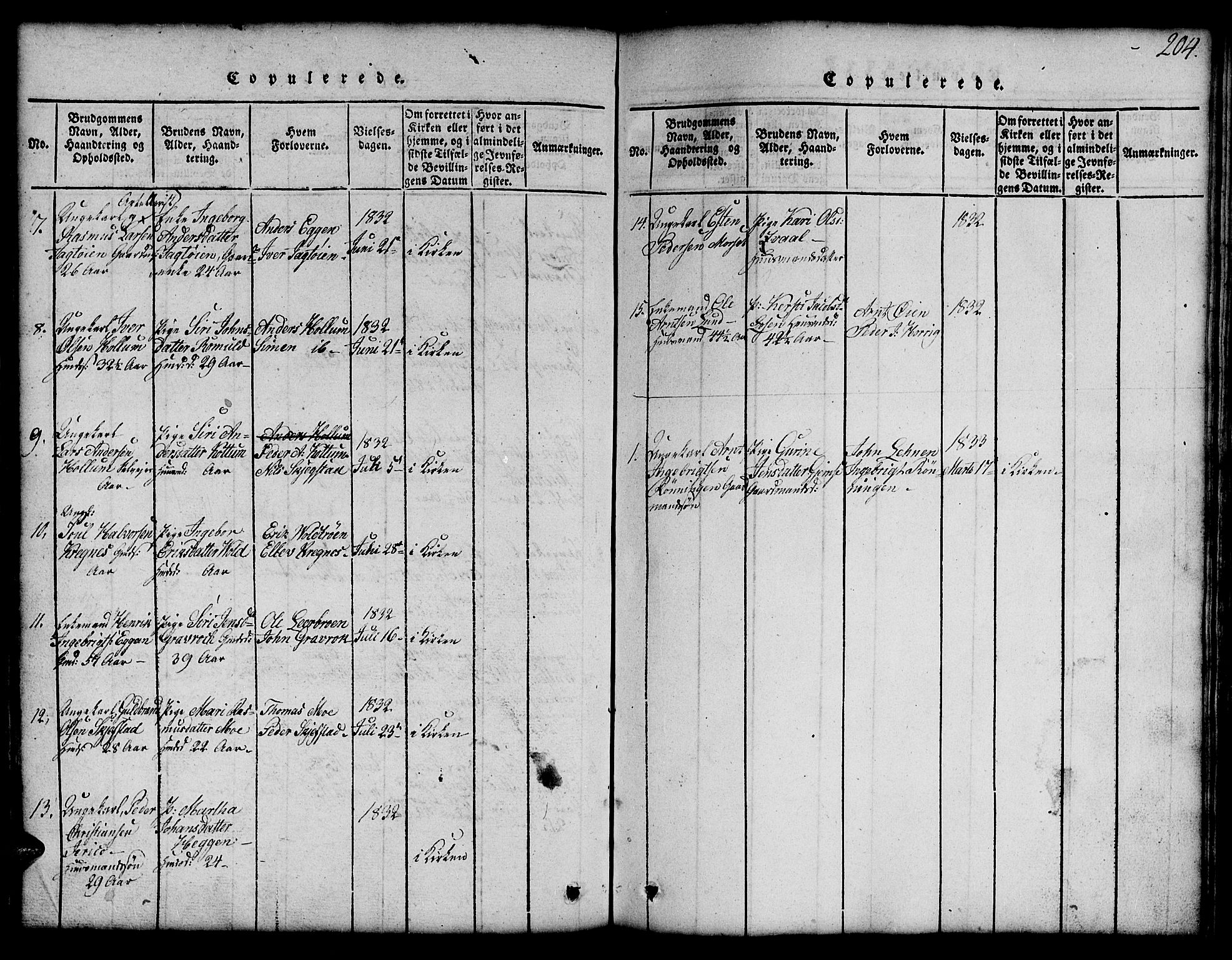 Ministerialprotokoller, klokkerbøker og fødselsregistre - Sør-Trøndelag, AV/SAT-A-1456/691/L1092: Klokkerbok nr. 691C03, 1816-1852, s. 204