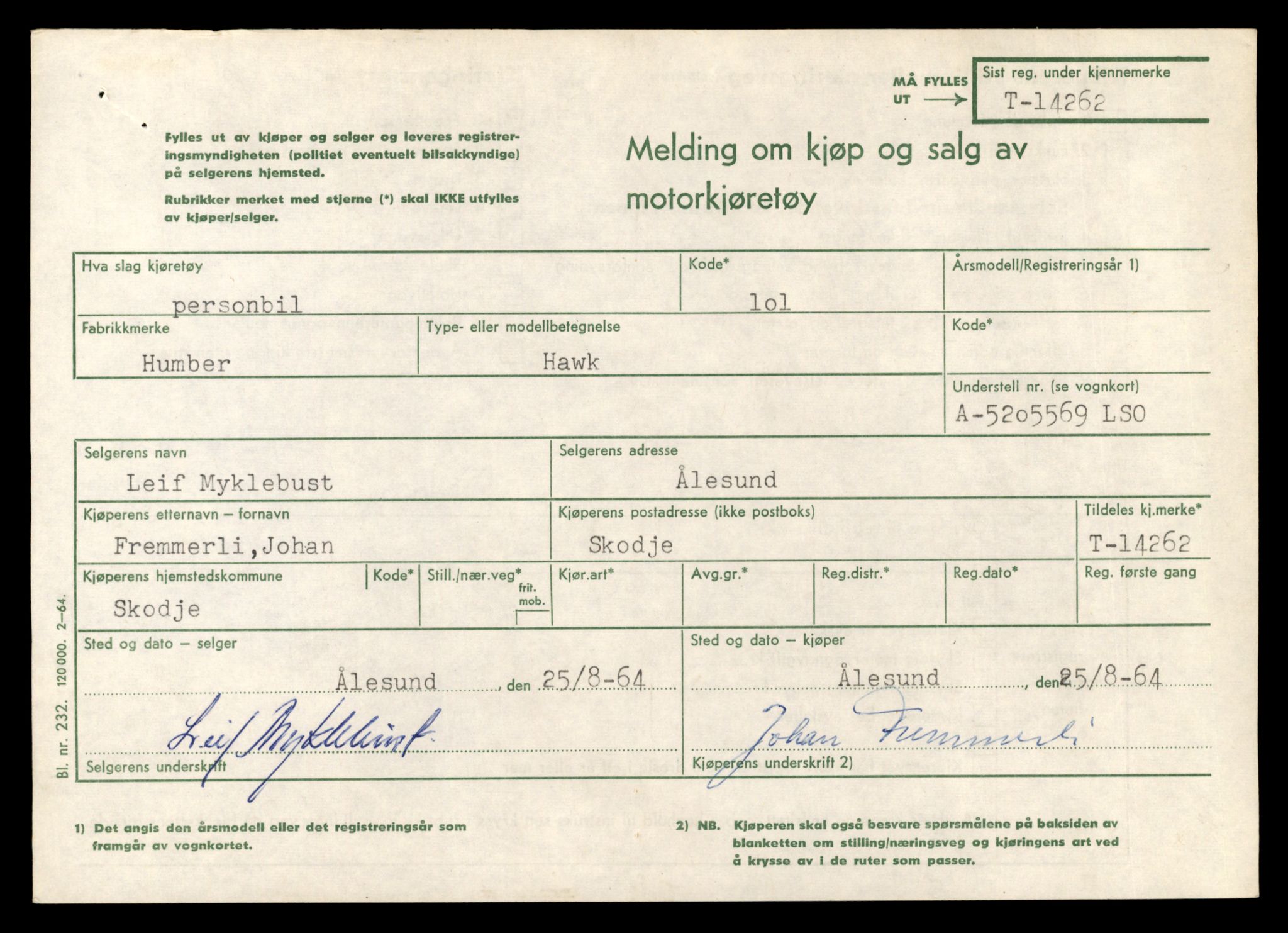 Møre og Romsdal vegkontor - Ålesund trafikkstasjon, AV/SAT-A-4099/F/Fe/L0044: Registreringskort for kjøretøy T 14205 - T 14319, 1927-1998, s. 1688
