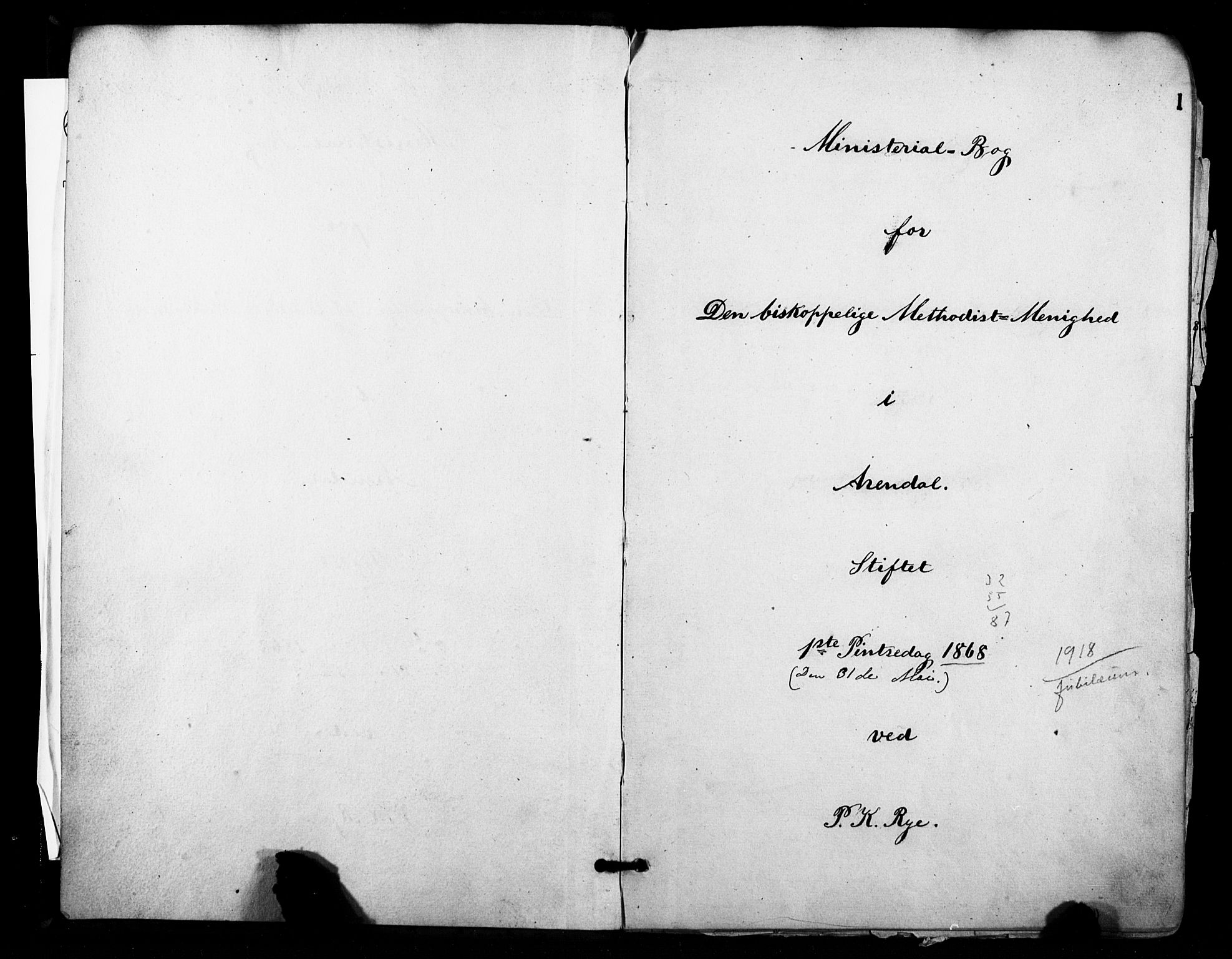 Metodistmenigheten, Arendal, SAK/1292-0011/F/Fa/L0001: Dissenterprotokoll nr. F-2, 1867-1879, s. 1