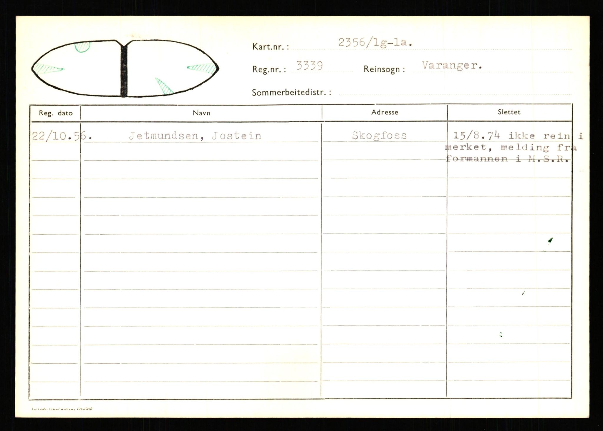 Lappefogden i Finnmark/Reindriftsforvaltningen Øst-Finnmark, AV/SATØ-S-1461/G/Ge/Gea/L0007: Slettede reinmerker: Karasjok, Kautokeino, Polmak og Varanger, 1934-1992, s. 500