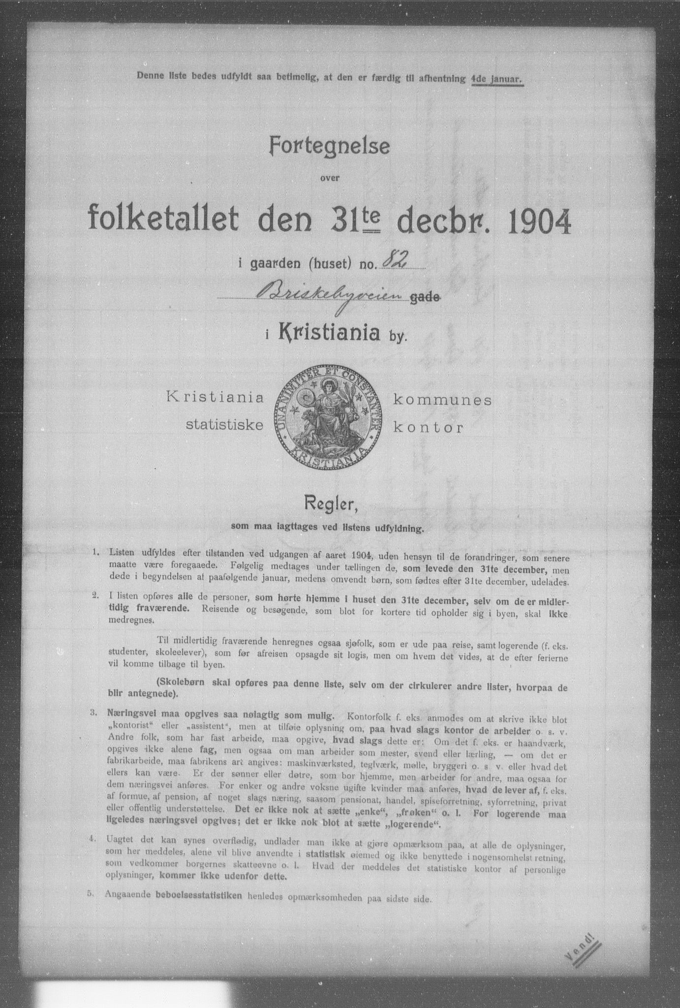 OBA, Kommunal folketelling 31.12.1904 for Kristiania kjøpstad, 1904, s. 2077