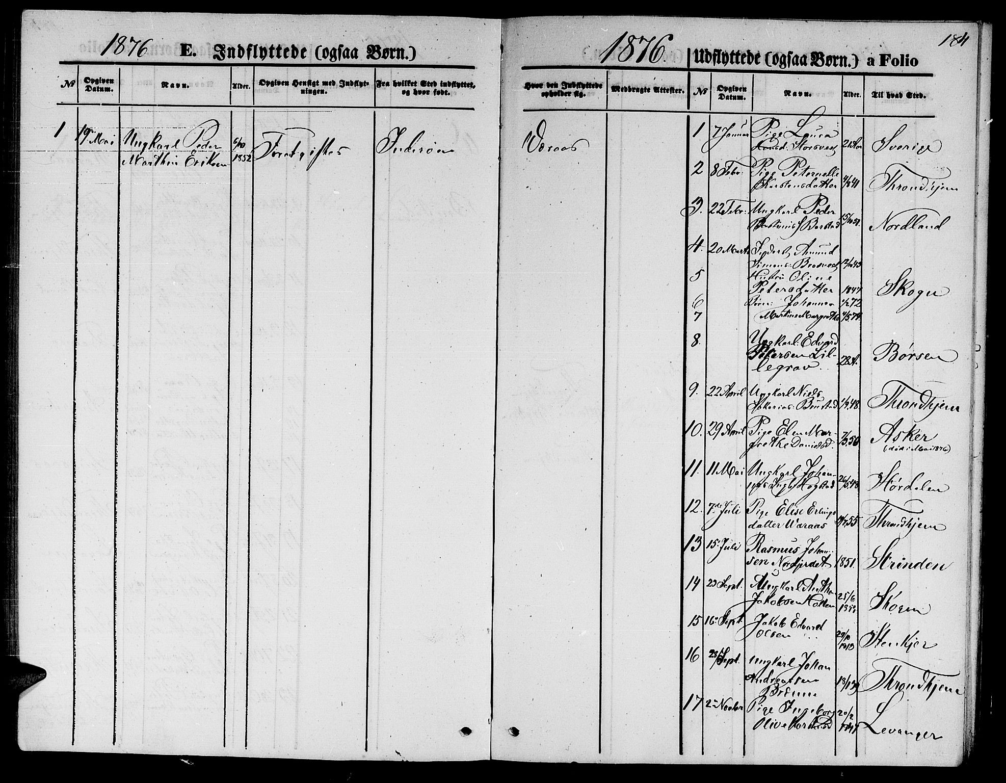Ministerialprotokoller, klokkerbøker og fødselsregistre - Nord-Trøndelag, SAT/A-1458/722/L0225: Klokkerbok nr. 722C01, 1871-1888, s. 184