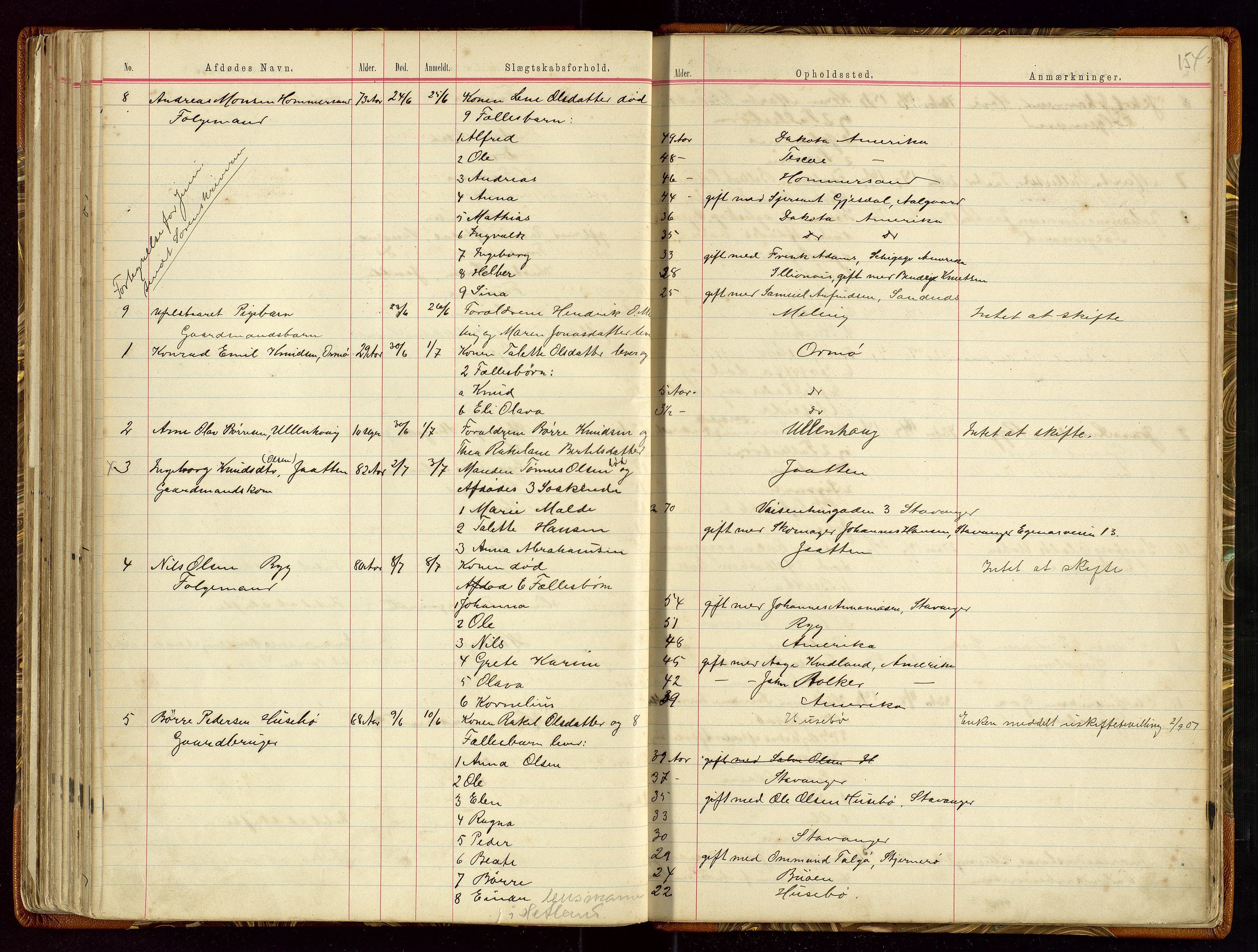 Hetland lensmannskontor, AV/SAST-A-100101/Gga/L0001: Dødsfallprotokoll, 1883-1910, s. 154