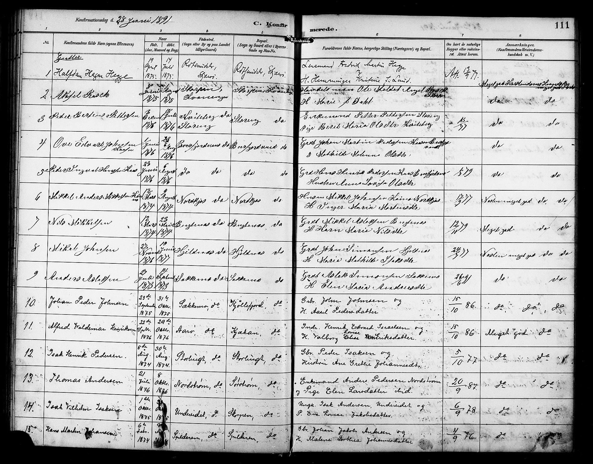 Skjervøy sokneprestkontor, AV/SATØ-S-1300/H/Ha/Hab/L0016klokker: Klokkerbok nr. 16, 1891-1907, s. 111