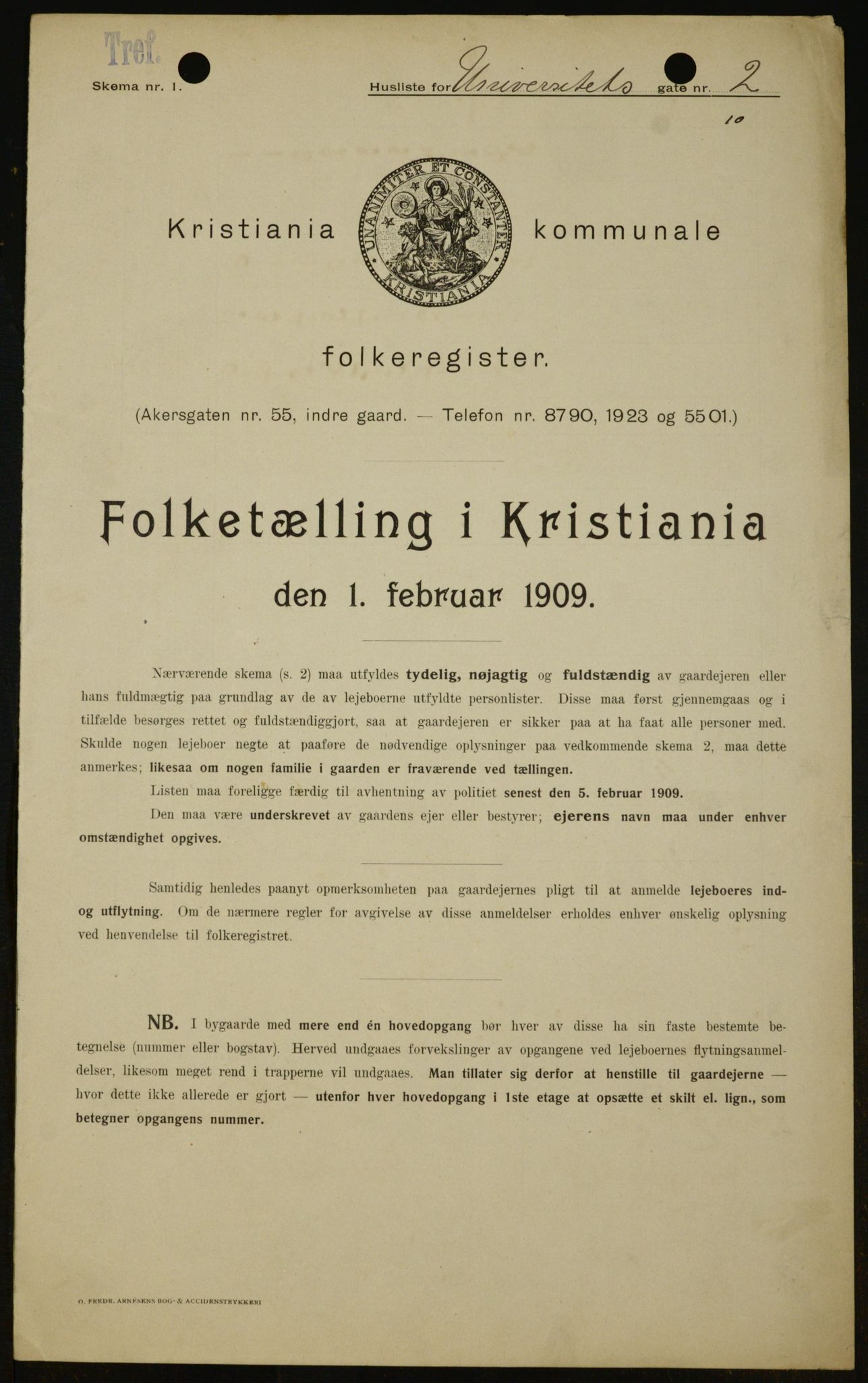 OBA, Kommunal folketelling 1.2.1909 for Kristiania kjøpstad, 1909, s. 108778