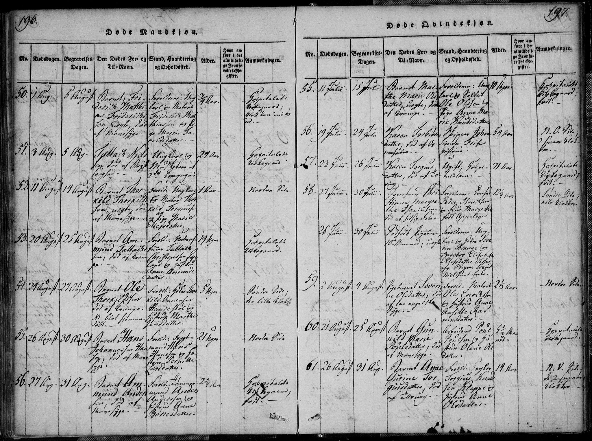 Kristiansand domprosti, AV/SAK-1112-0006/F/Fa/L0008: Ministerialbok nr. A 8, 1818-1821, s. 196-197