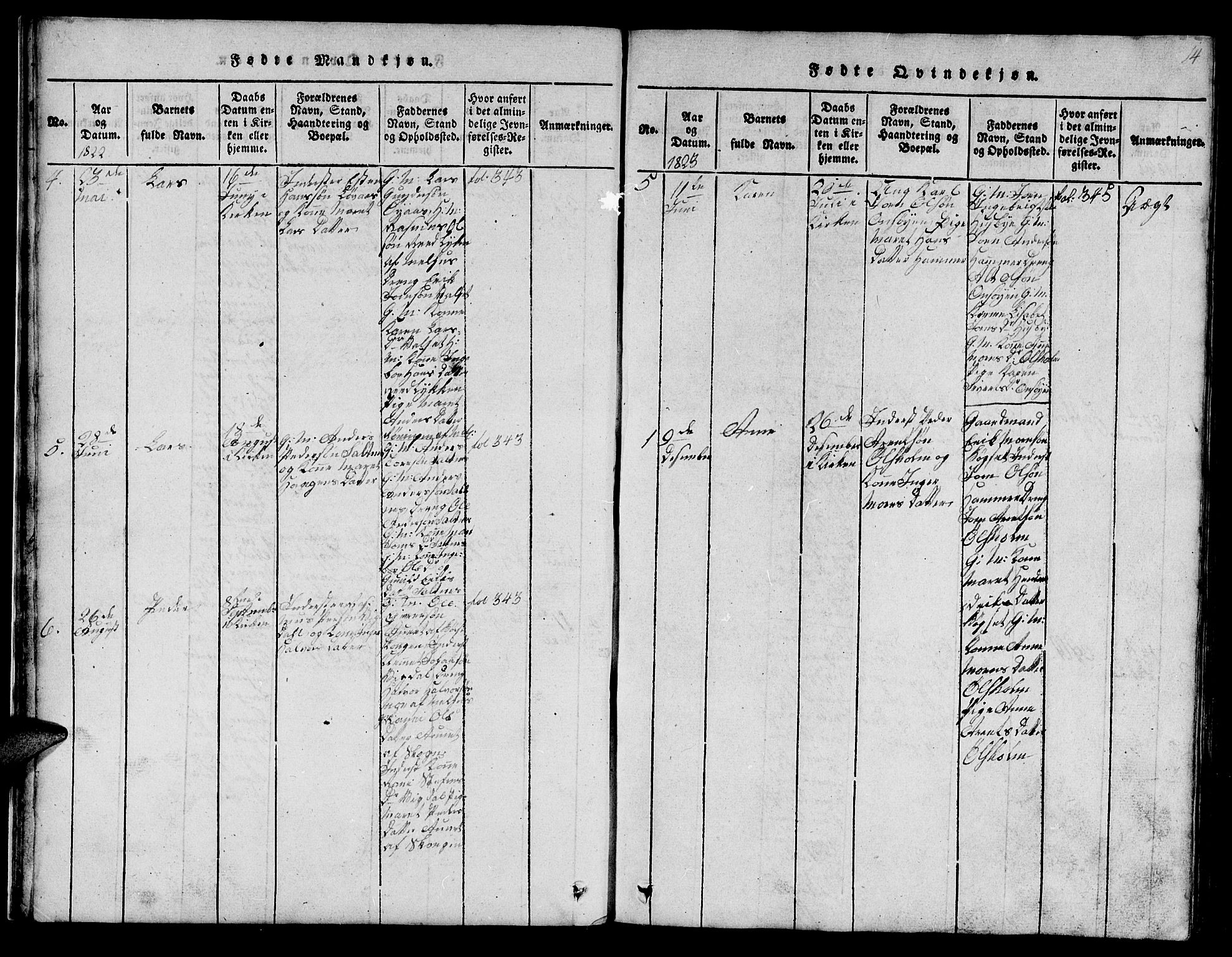 Ministerialprotokoller, klokkerbøker og fødselsregistre - Sør-Trøndelag, SAT/A-1456/666/L0788: Klokkerbok nr. 666C01, 1816-1847, s. 14