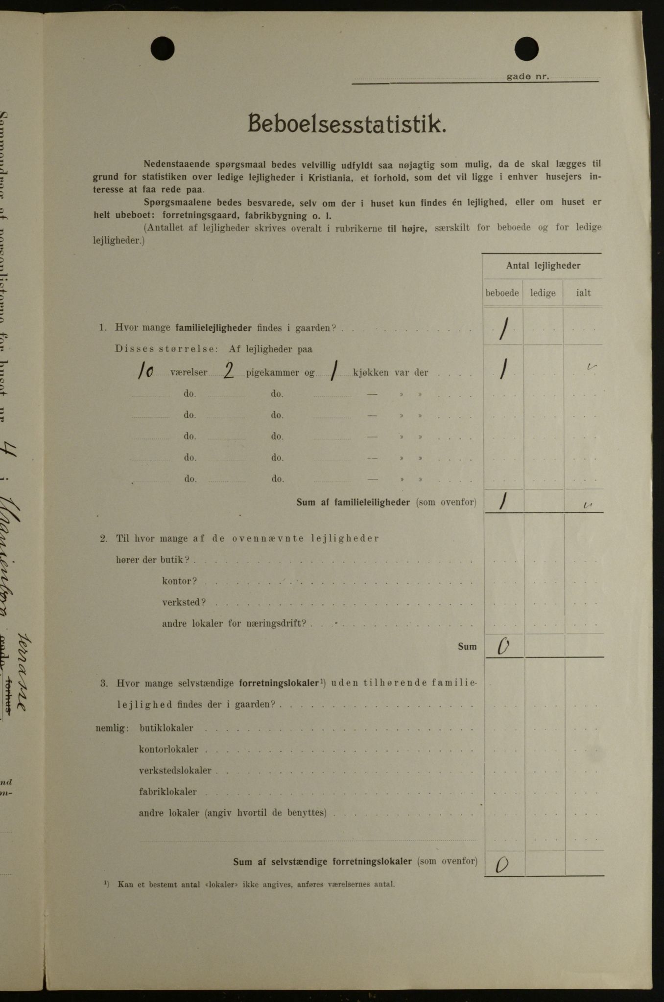 OBA, Kommunal folketelling 1.2.1908 for Kristiania kjøpstad, 1908, s. 107884