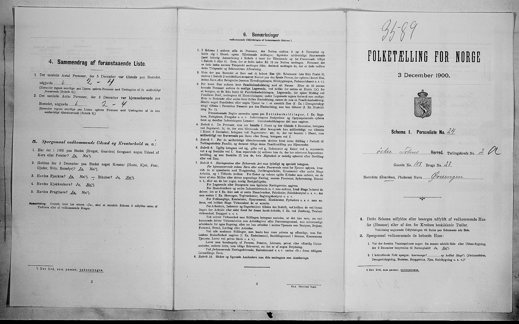 SAH, Folketelling 1900 for 0528 Østre Toten herred, 1900, s. 393
