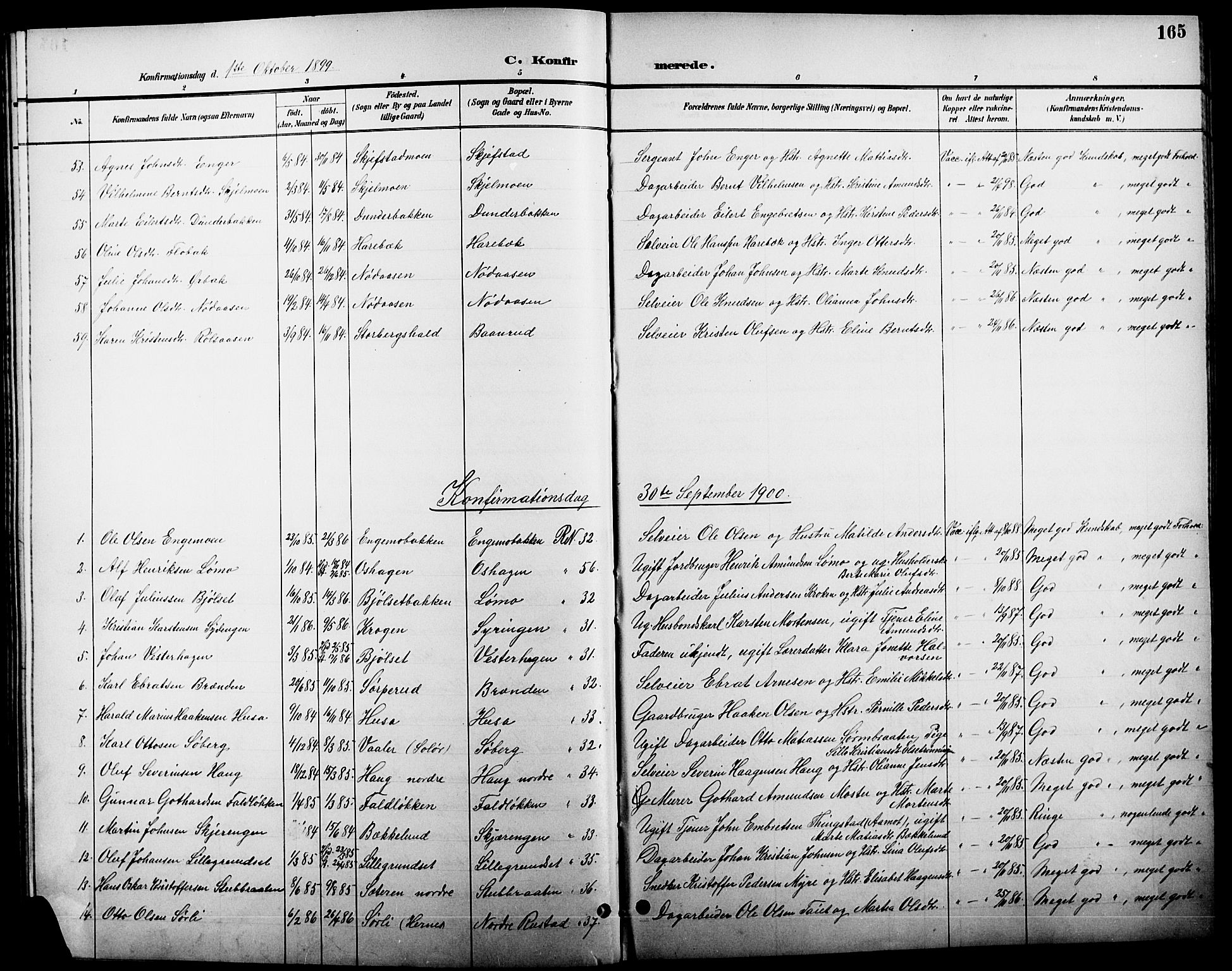 Elverum prestekontor, AV/SAH-PREST-044/H/Ha/Hab/L0005: Klokkerbok nr. 5, 1896-1915, s. 165
