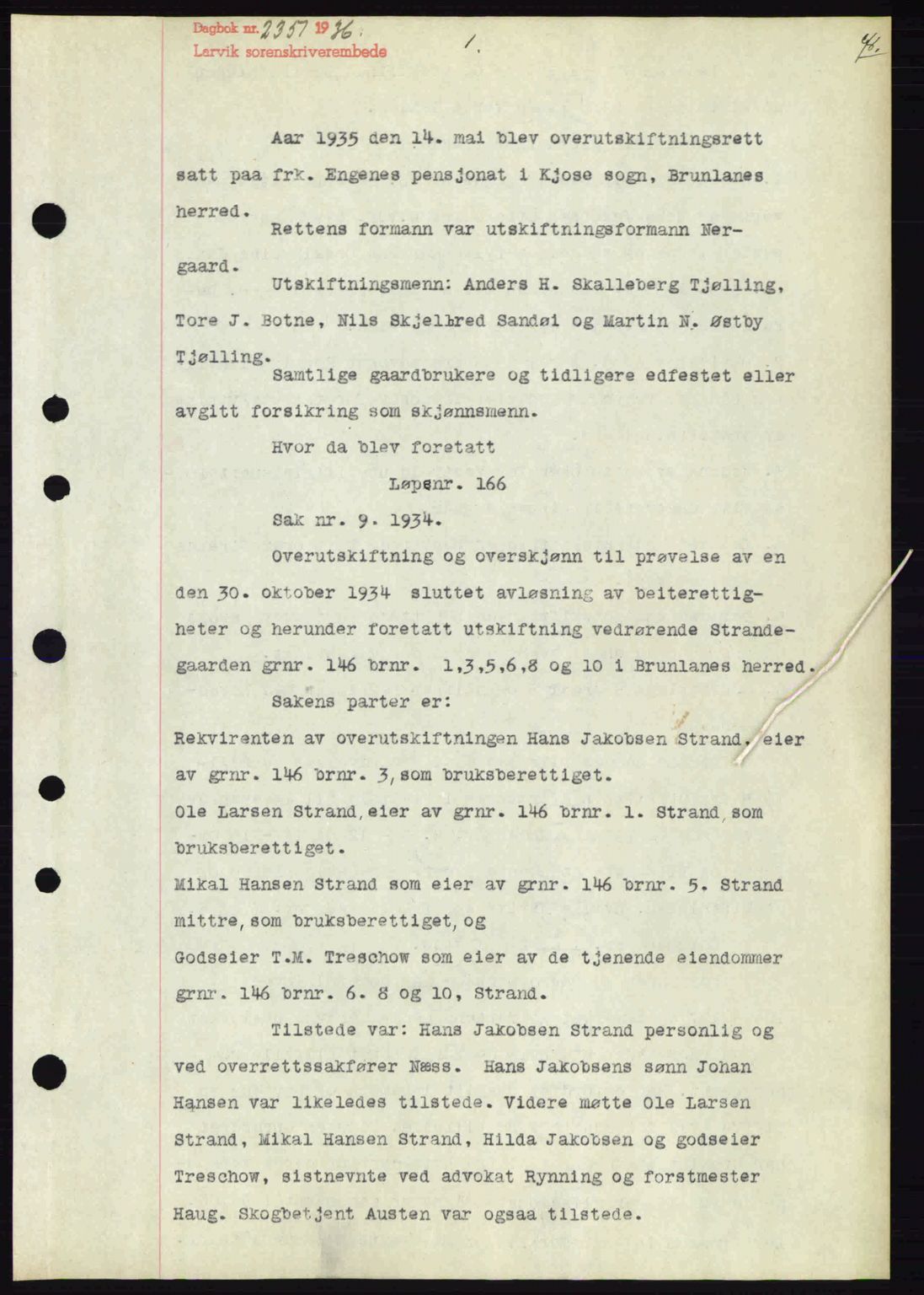 Larvik sorenskriveri, SAKO/A-83/G/Ga/Gab/L0067: Pantebok nr. A-1, 1936-1937, Dagboknr: 2351/1936