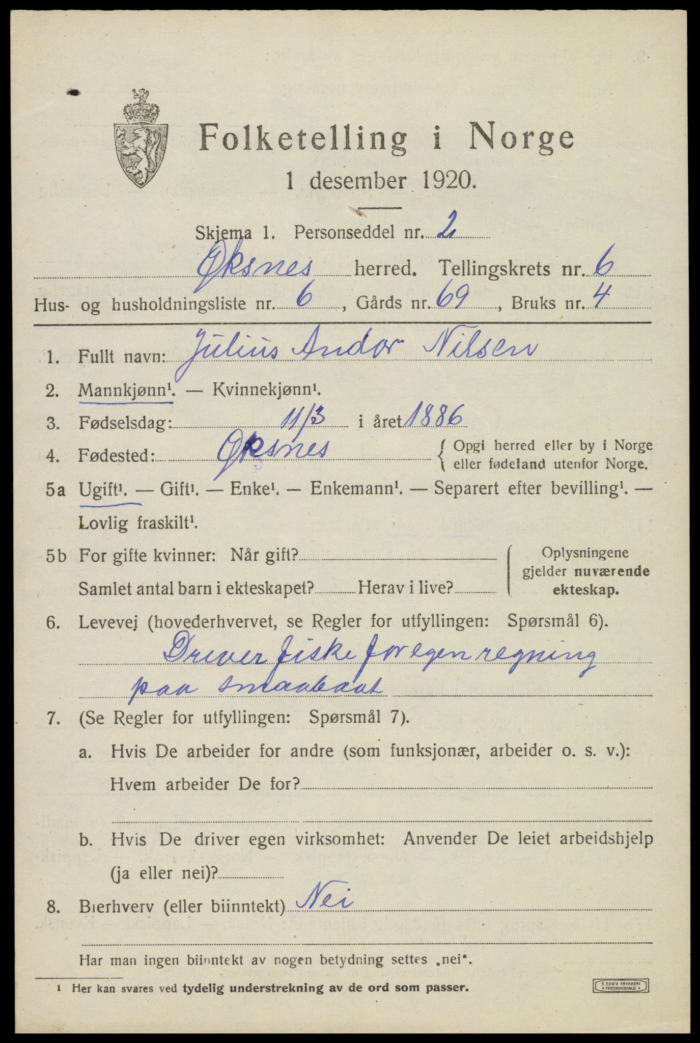 SAT, Folketelling 1920 for 1868 Øksnes herred, 1920, s. 4926