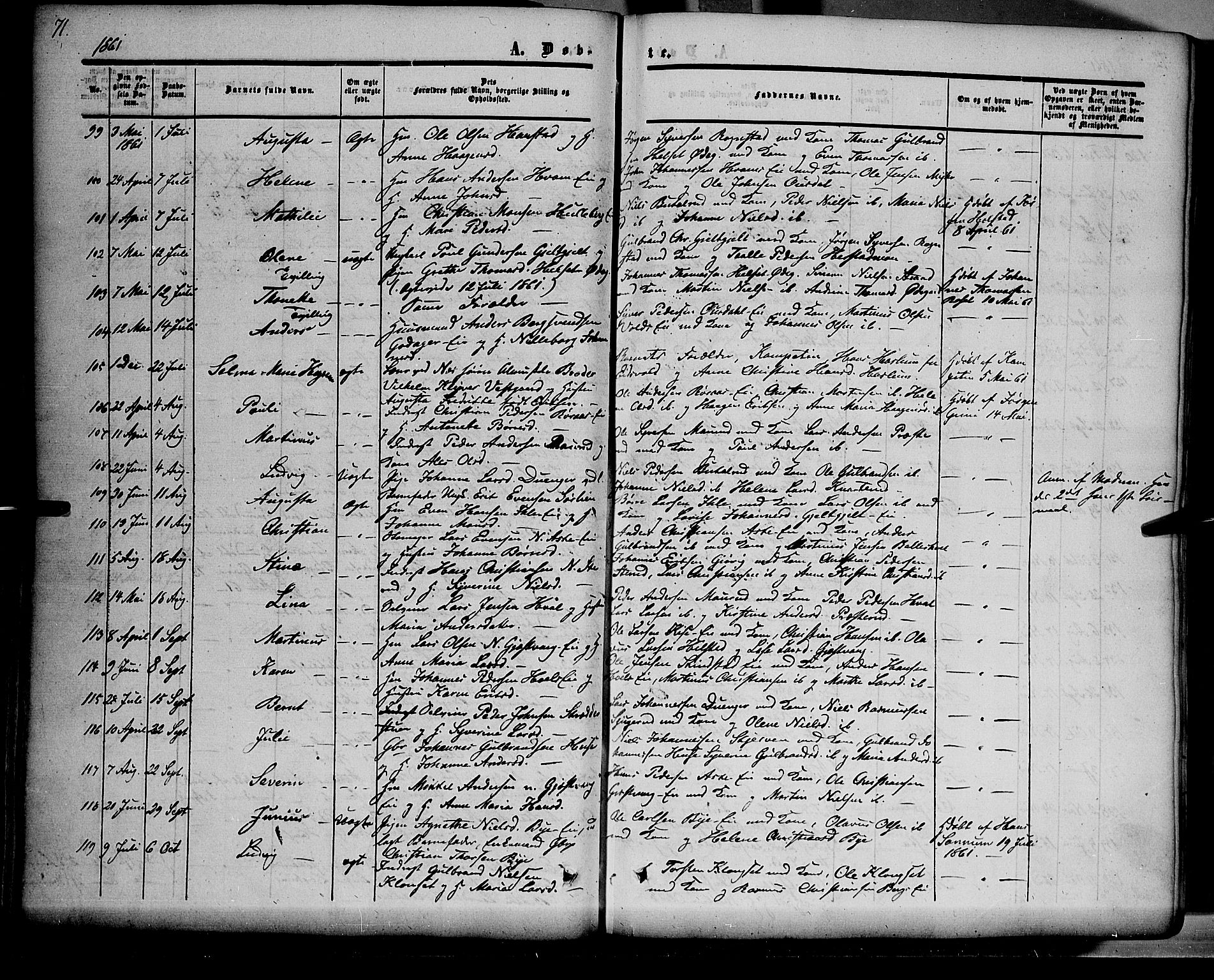 Nes prestekontor, Hedmark, AV/SAH-PREST-020/K/Ka/L0004: Ministerialbok nr. 4, 1852-1886, s. 71