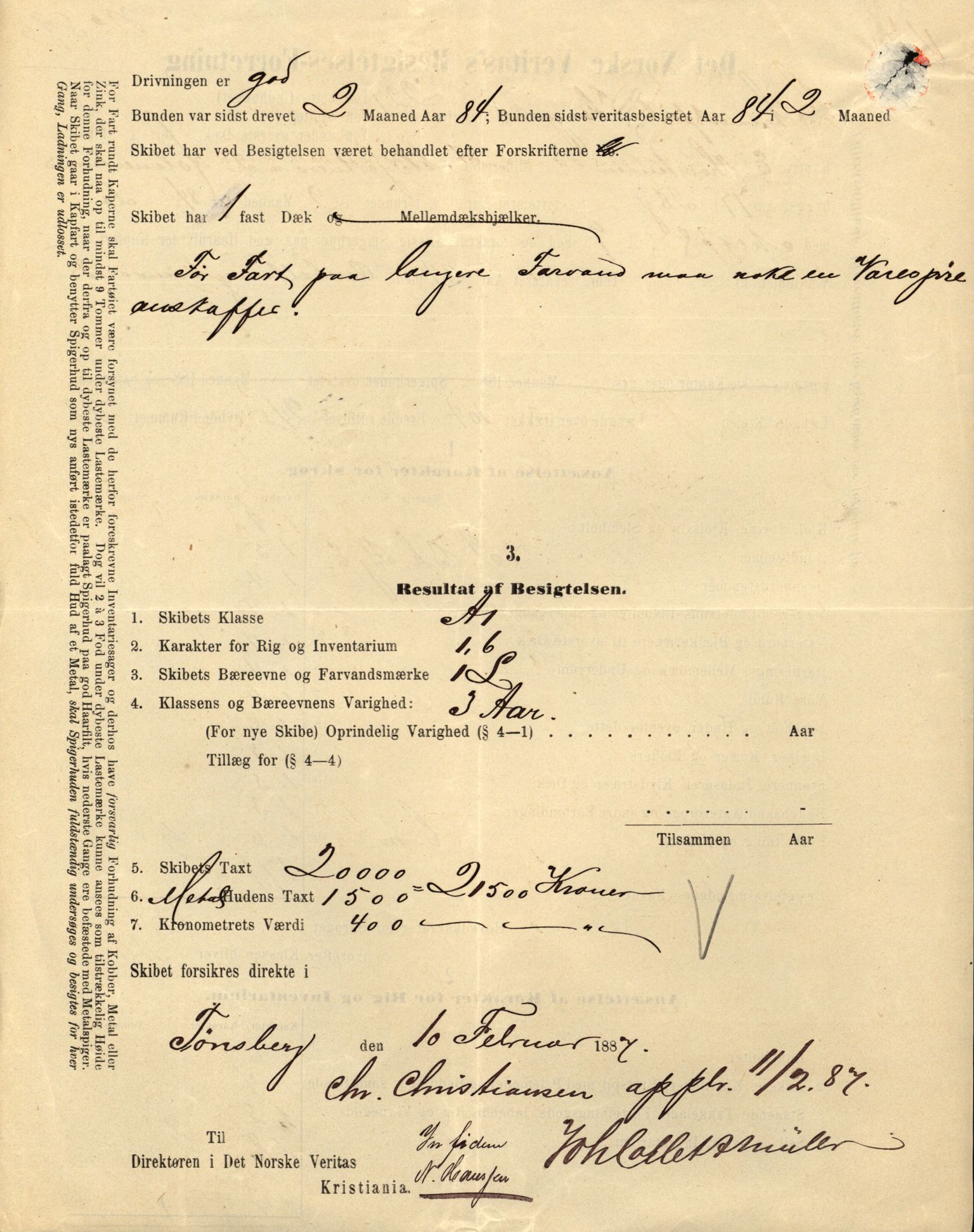 Pa 63 - Østlandske skibsassuranceforening, VEMU/A-1079/G/Ga/L0021/0005: Havaridokumenter / Haabet, Louise, Kvik, Libra, Kongsek, Ispilen, 1888, s. 27