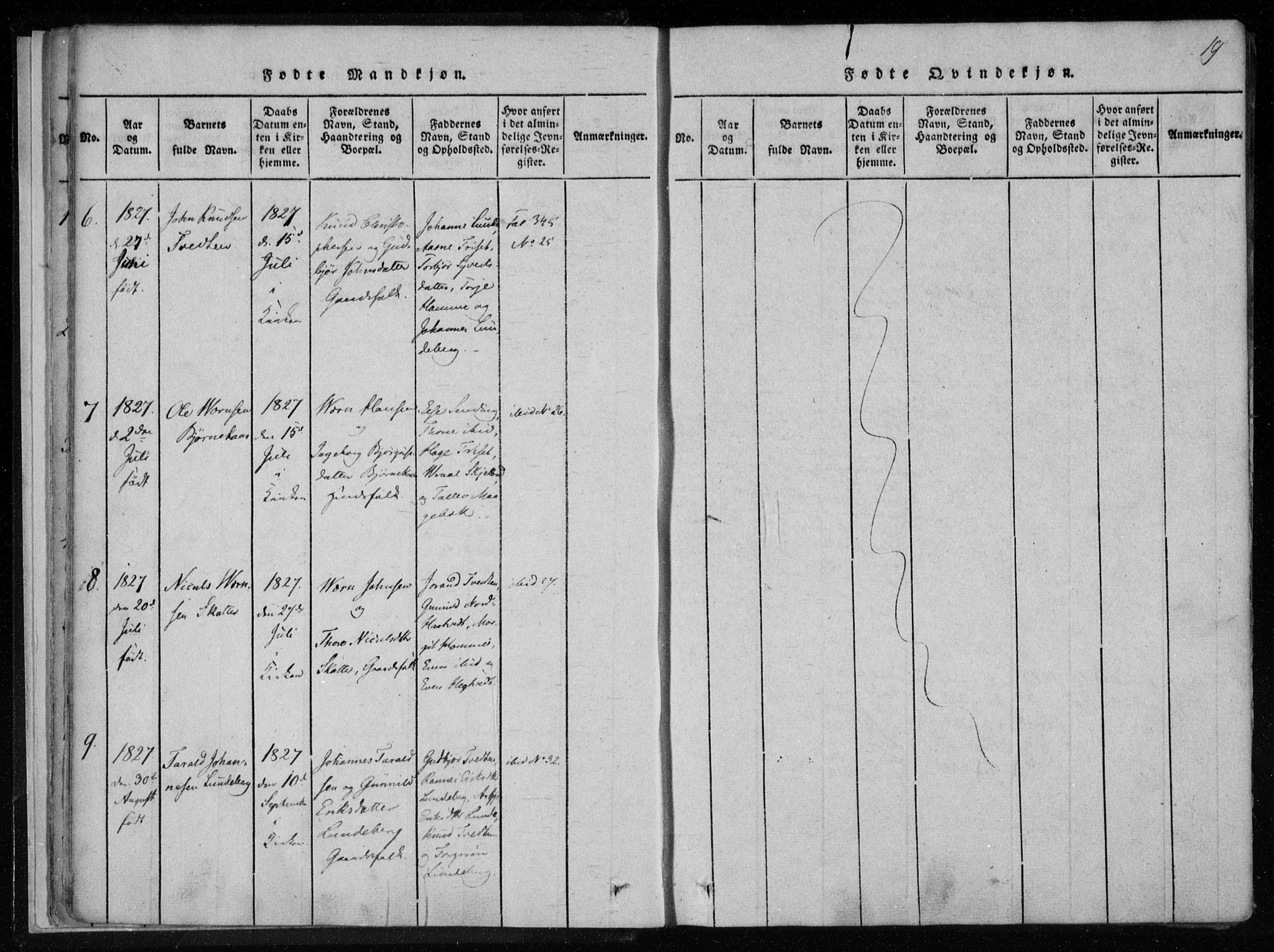 Lårdal kirkebøker, SAKO/A-284/F/Fa/L0005: Ministerialbok nr. I 5, 1815-1860, s. 19